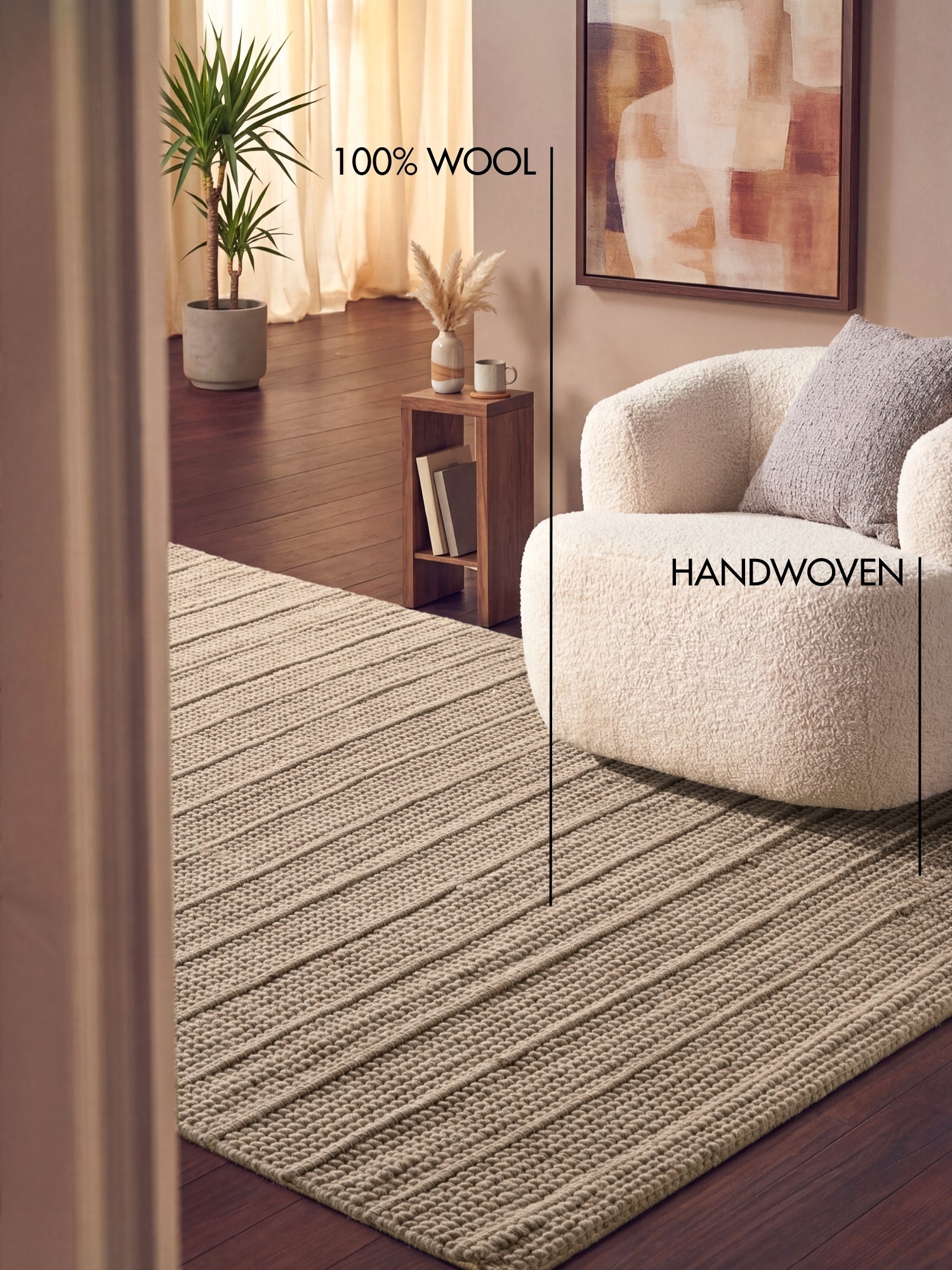 TED BAKER CAMDEN ULDTÆPPE PARKER, NATURLIG BEIGE