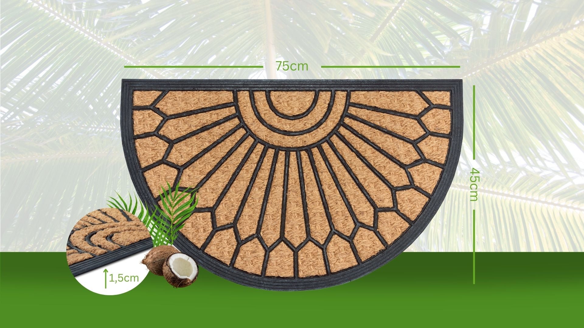 DØRMÅTTE GUMMI-KOKOS - HALVRUND GEOMETRI ORNAMENT