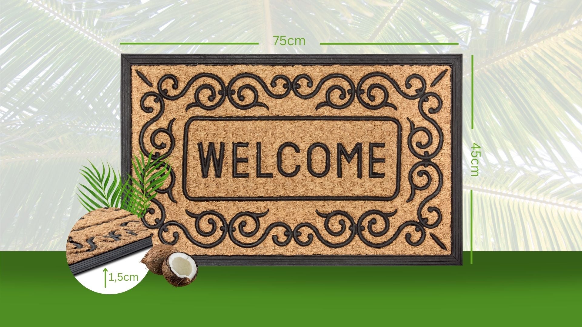 DØRMÅTTE GUMMI-KOKOS - WELCOME FLORAL