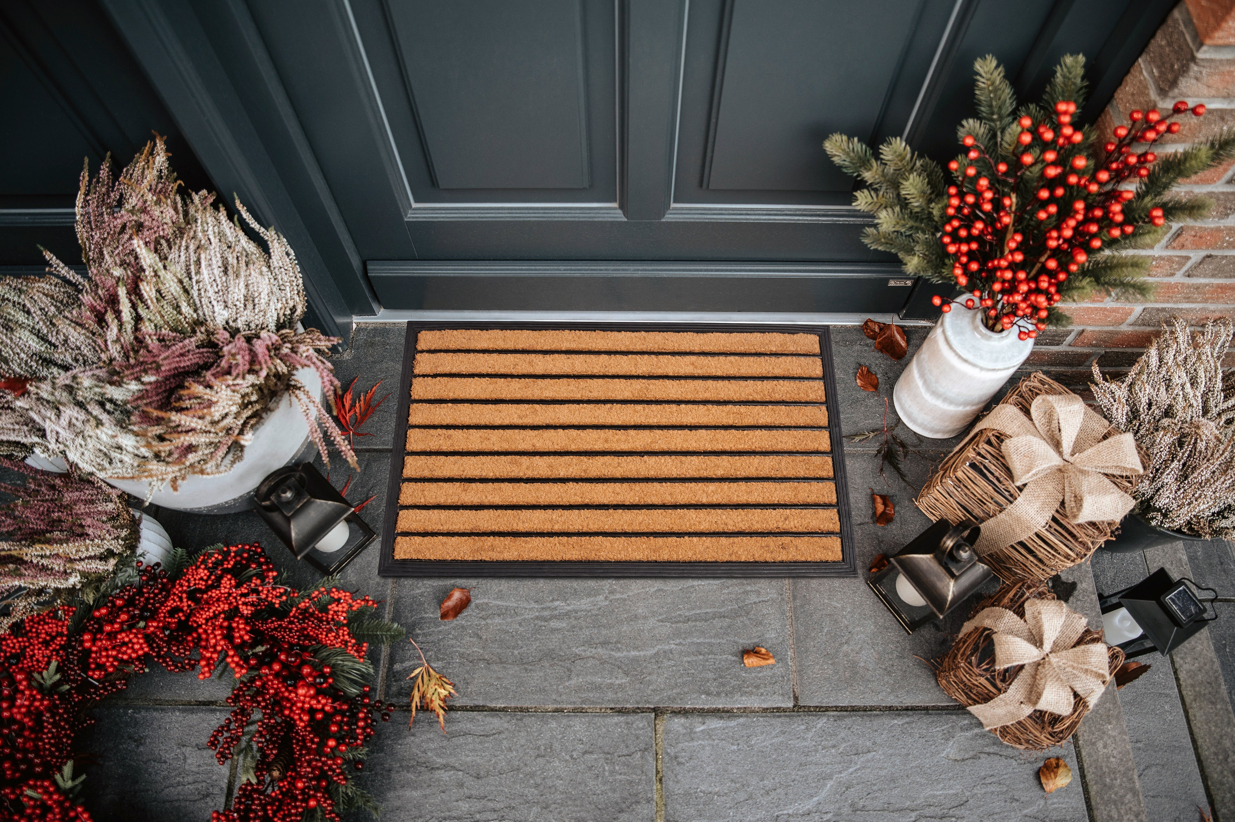 DØRMÅTTE GUMMI KOKOS - STRIBET