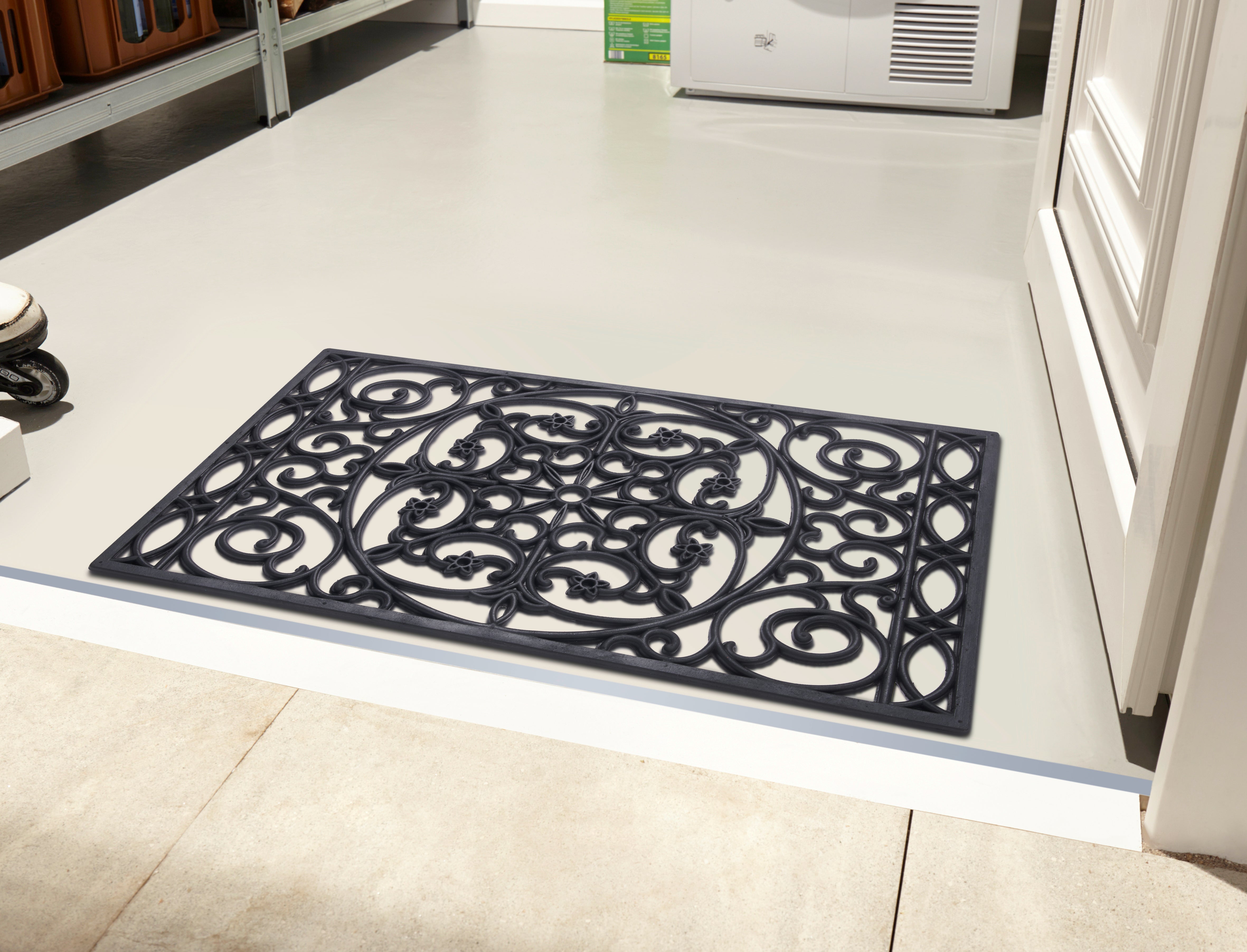 DØRMÅTTE GUMMI - SORT TRELLIS