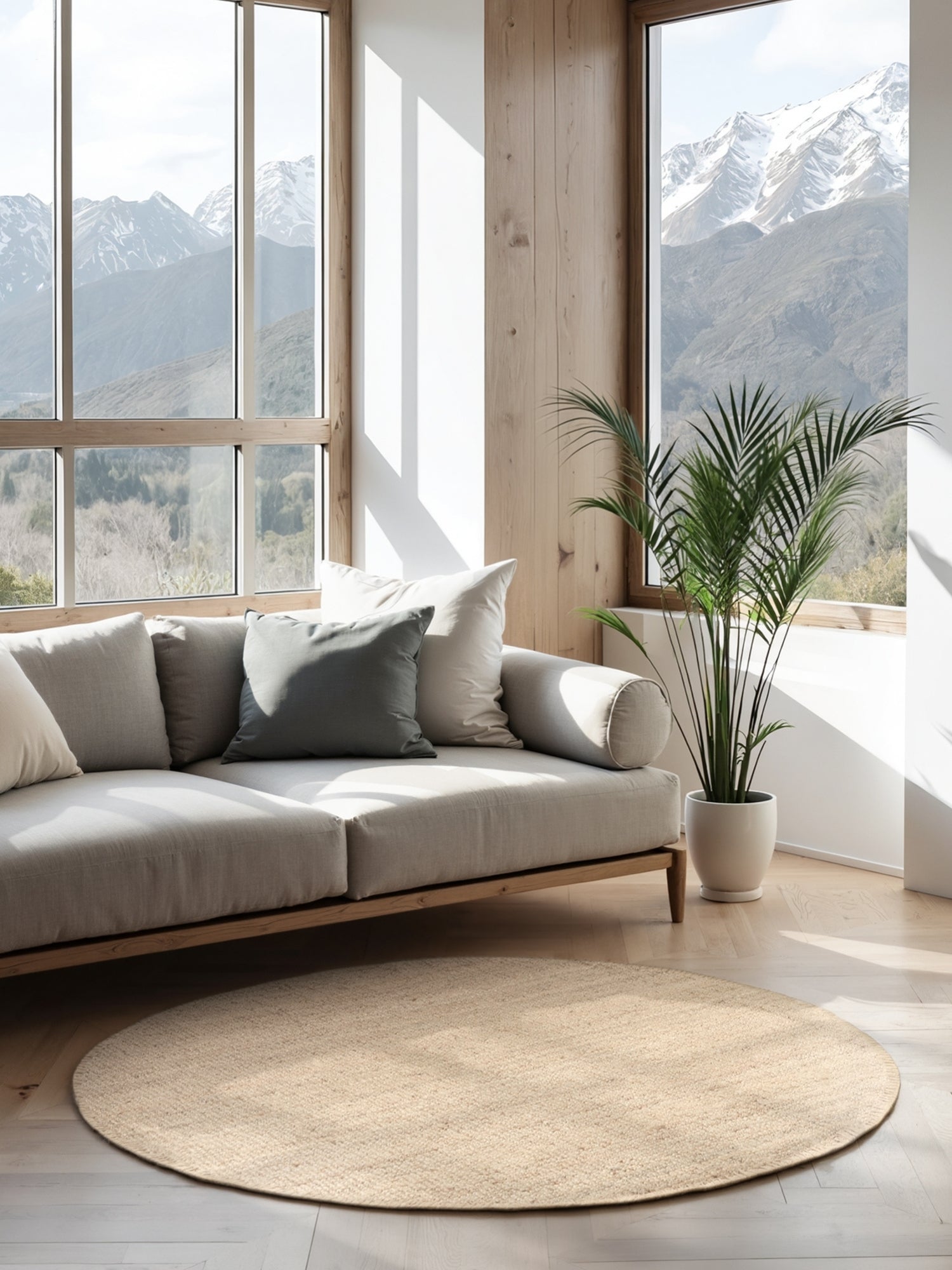 JANA RUNDT JUTE TÆPPE, 105973 NATUR-IVORY