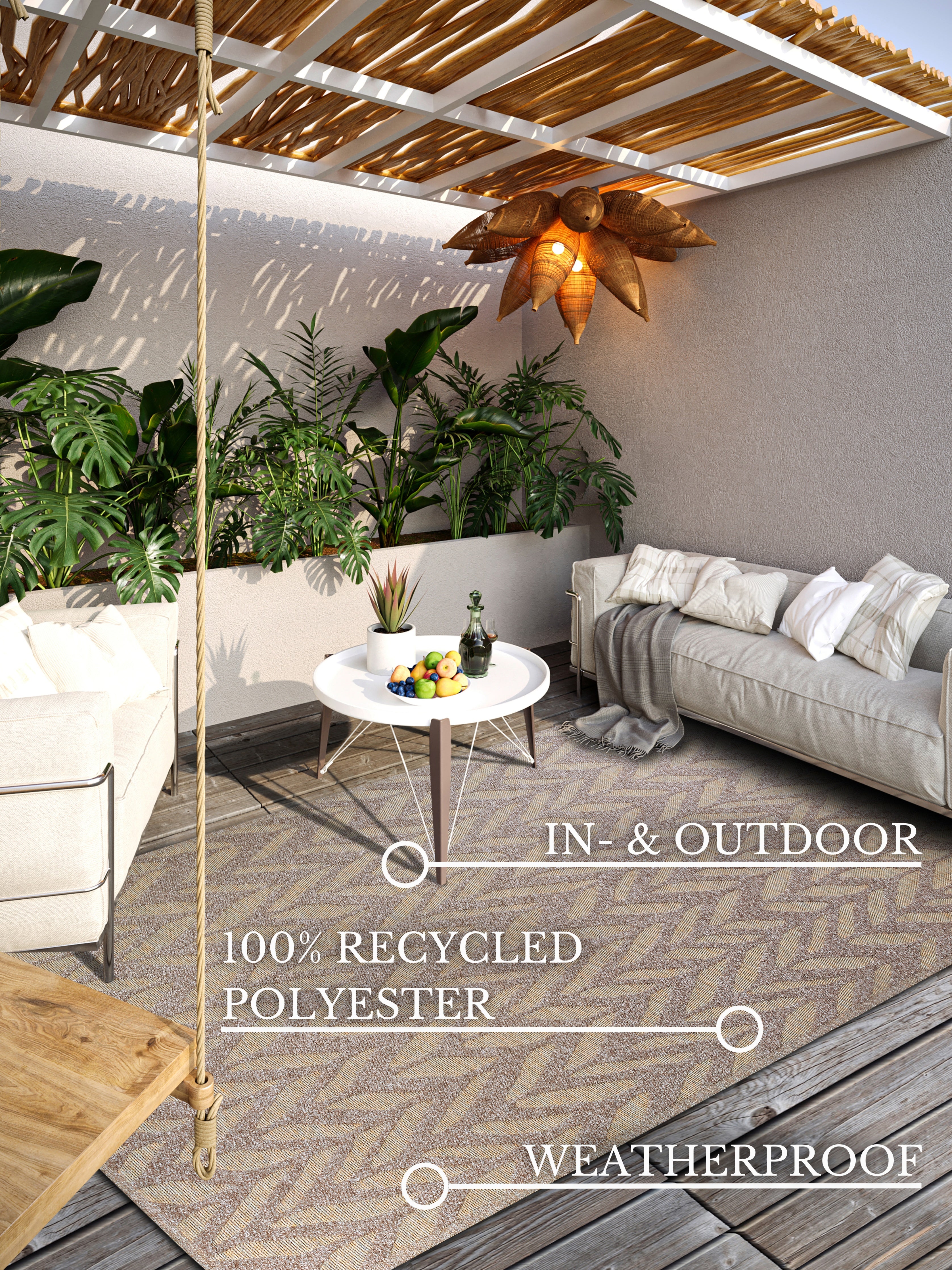 VILLEROY & BOCH 106153 IND- OG UDENDØRS TÆPPE, GEORGETTE  NATUR-BEIGE