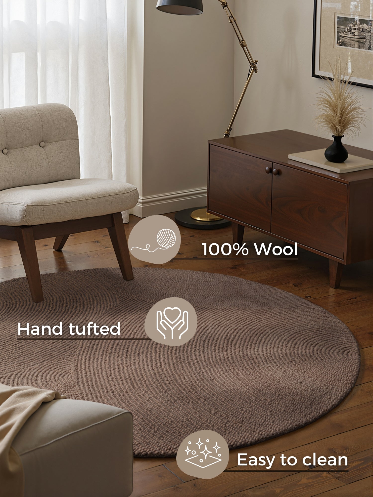 ELIN ULDTÆPPE, TAUPE 106219