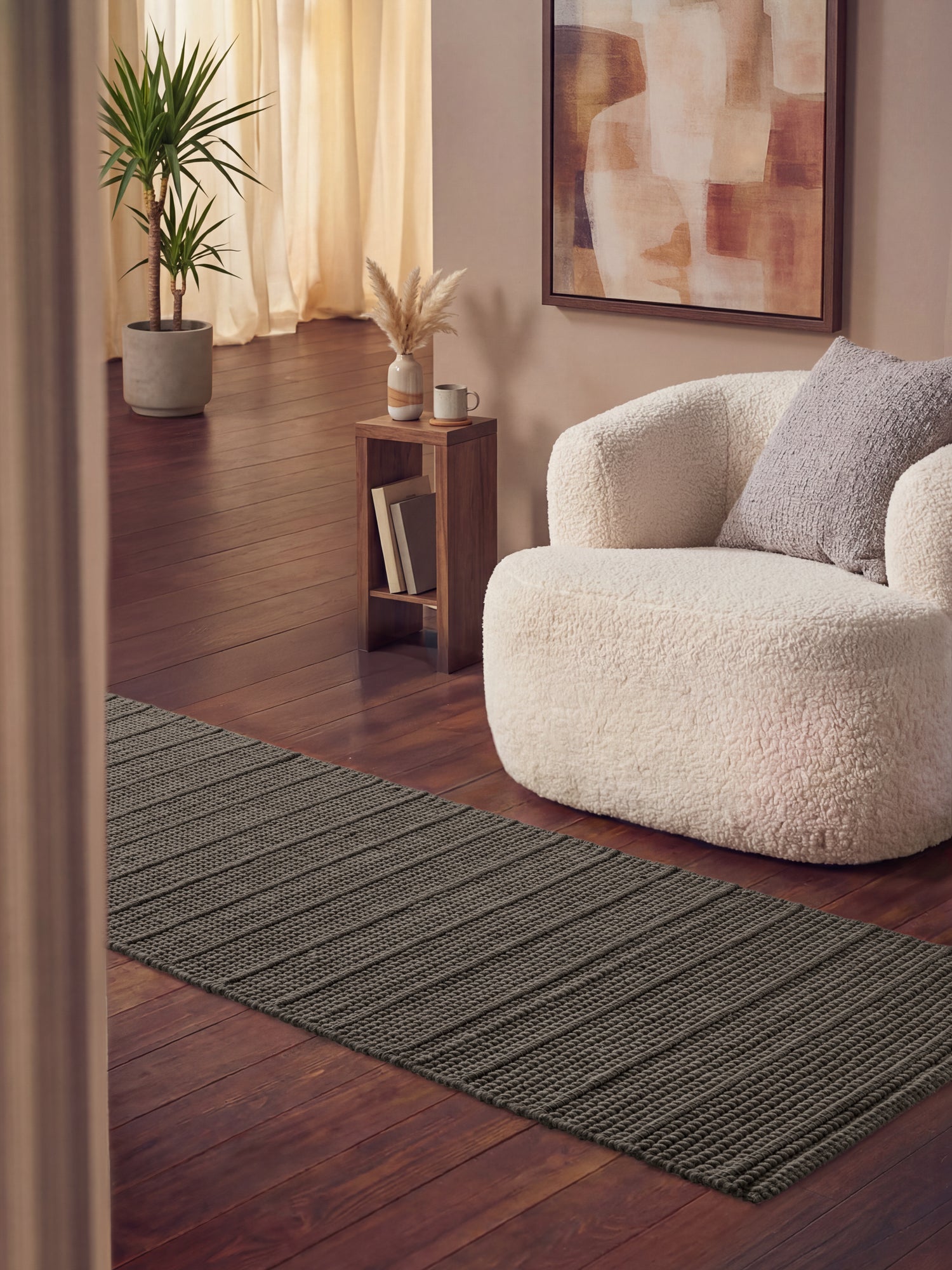 TED BAKER CAMDEN ULDTÆPPE PARKER, NATURLIG BRUN-GRÅ