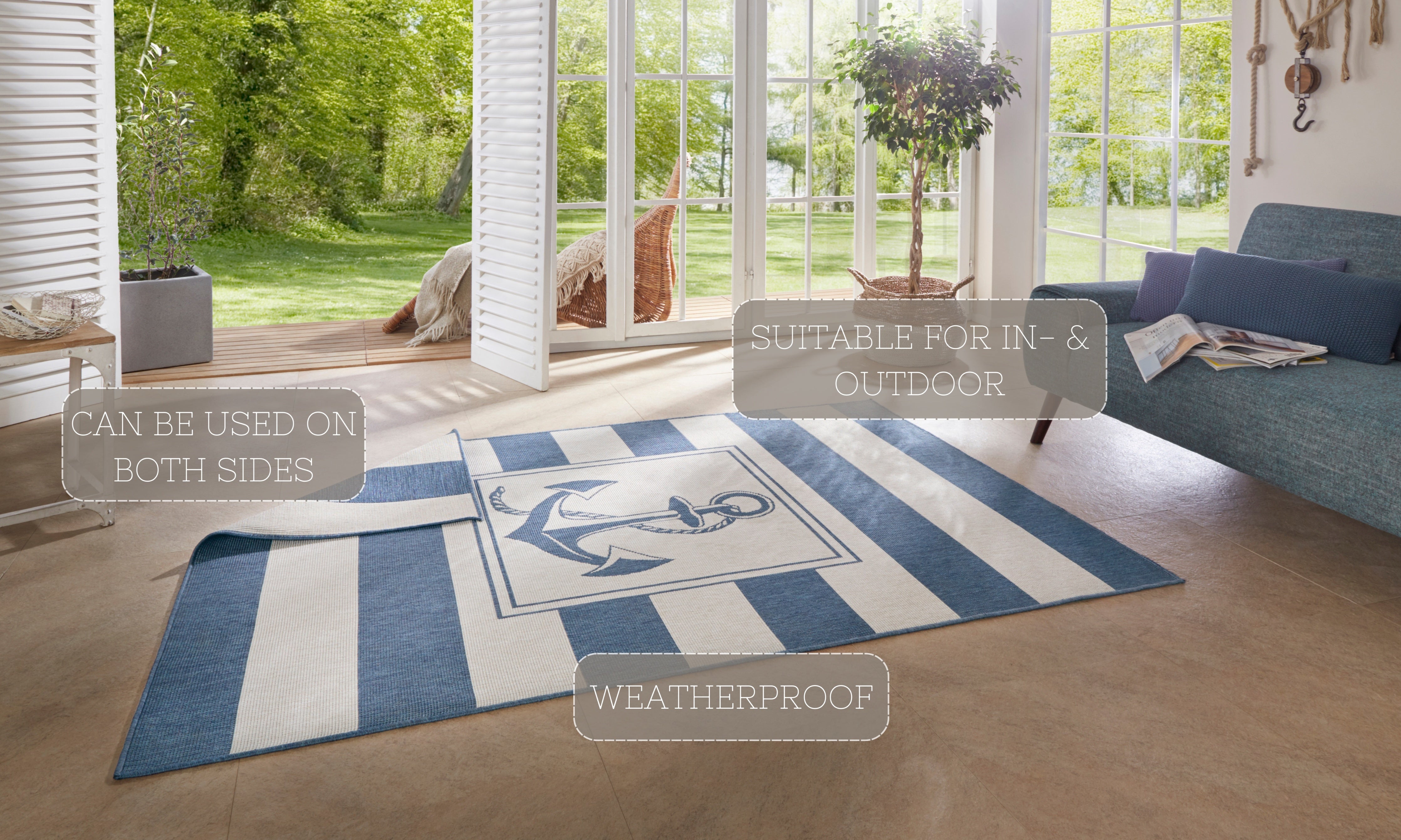 TWIN SUPREME TÆPPE, BLÅ-CREME 104143