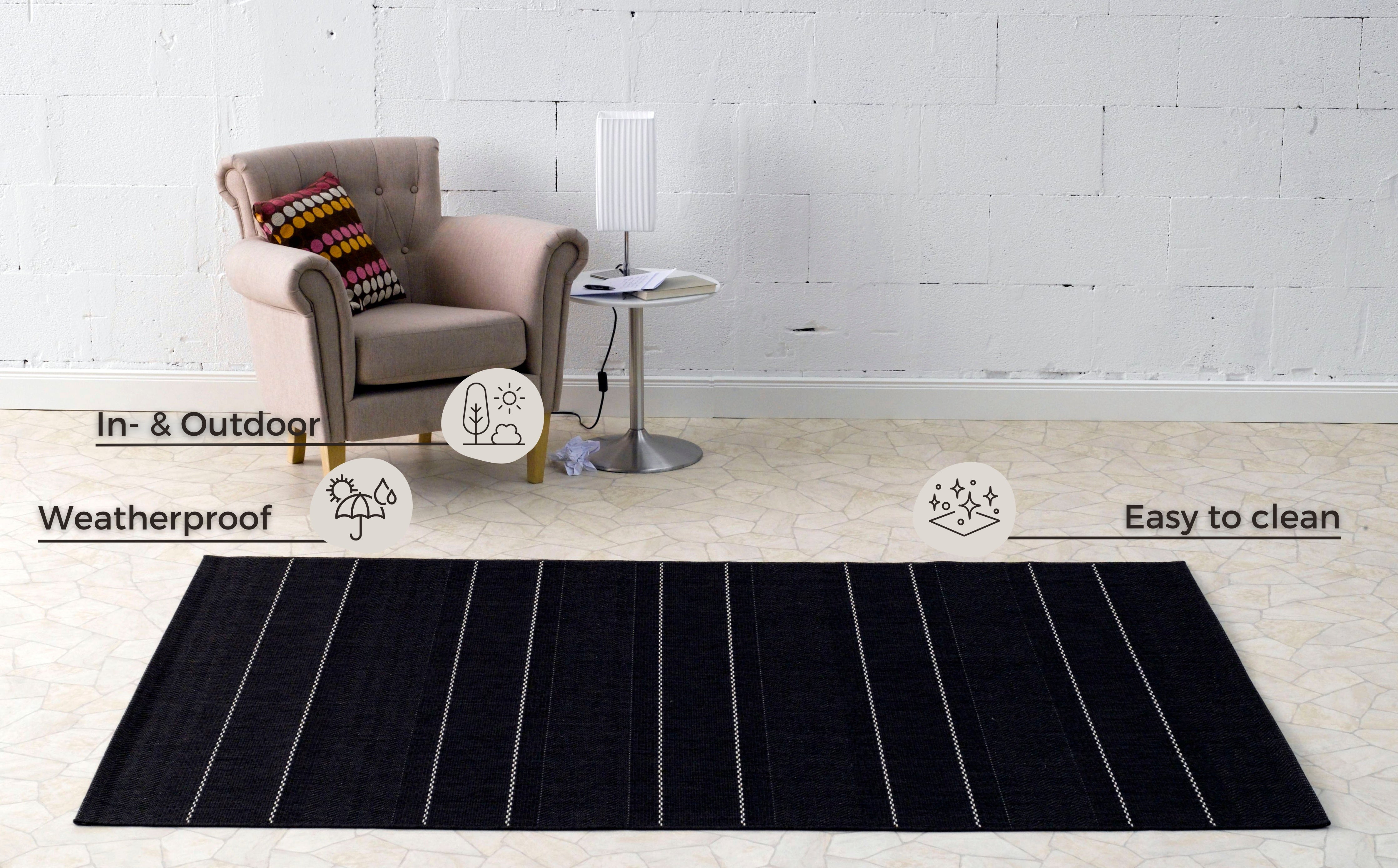 SUNSHINE TÆPPE, SORT 102030