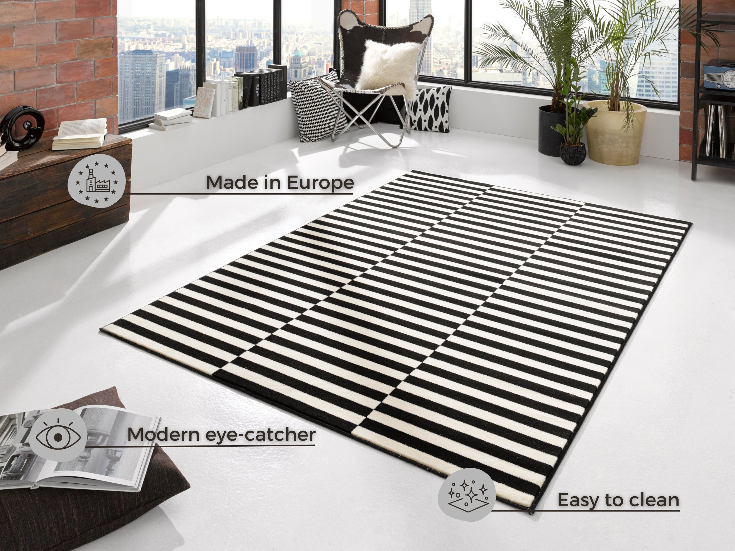 GLORIA TÆPPE, SORT-CREME 102408