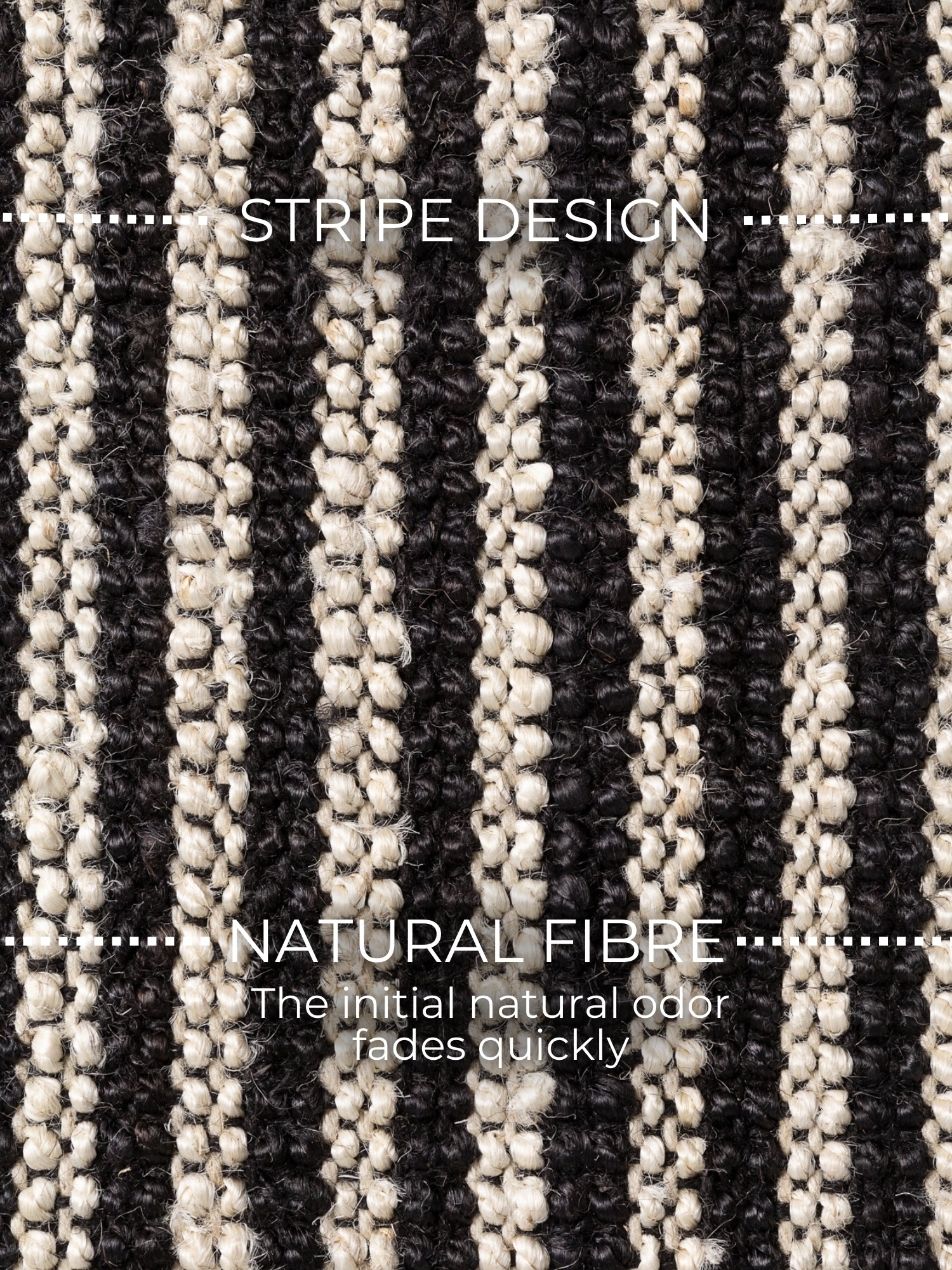 ELLE DECORATION HARVEST JUTE TÆPPE EBONY, NATUR-ELFENBEN-SORT