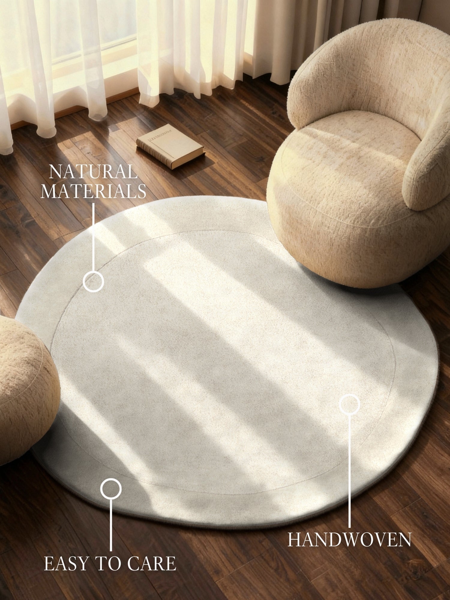 VILLEROY & BOCH 1812 ULDTÆPPE - ORGANISK RUND KARI, NATURLIG-CREME