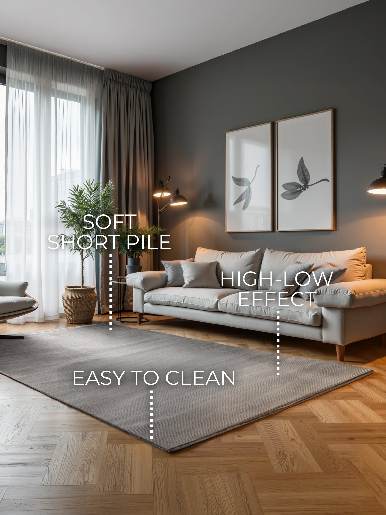 PEARLES MODERNE TÆPPE, CREME-GRÅ 106186