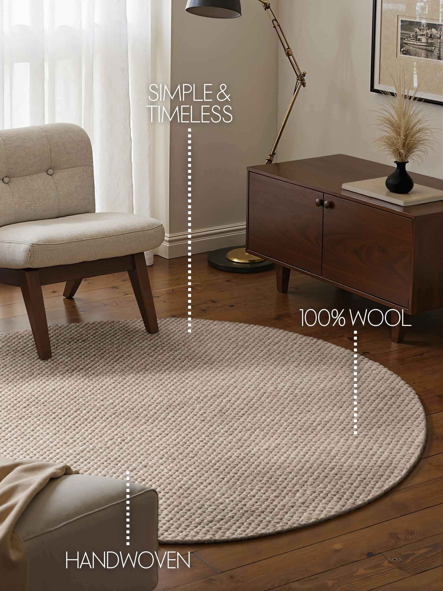 ELLE DECORATION LYON ULDTÆPPE, BEANS NATURLIG BEIGE