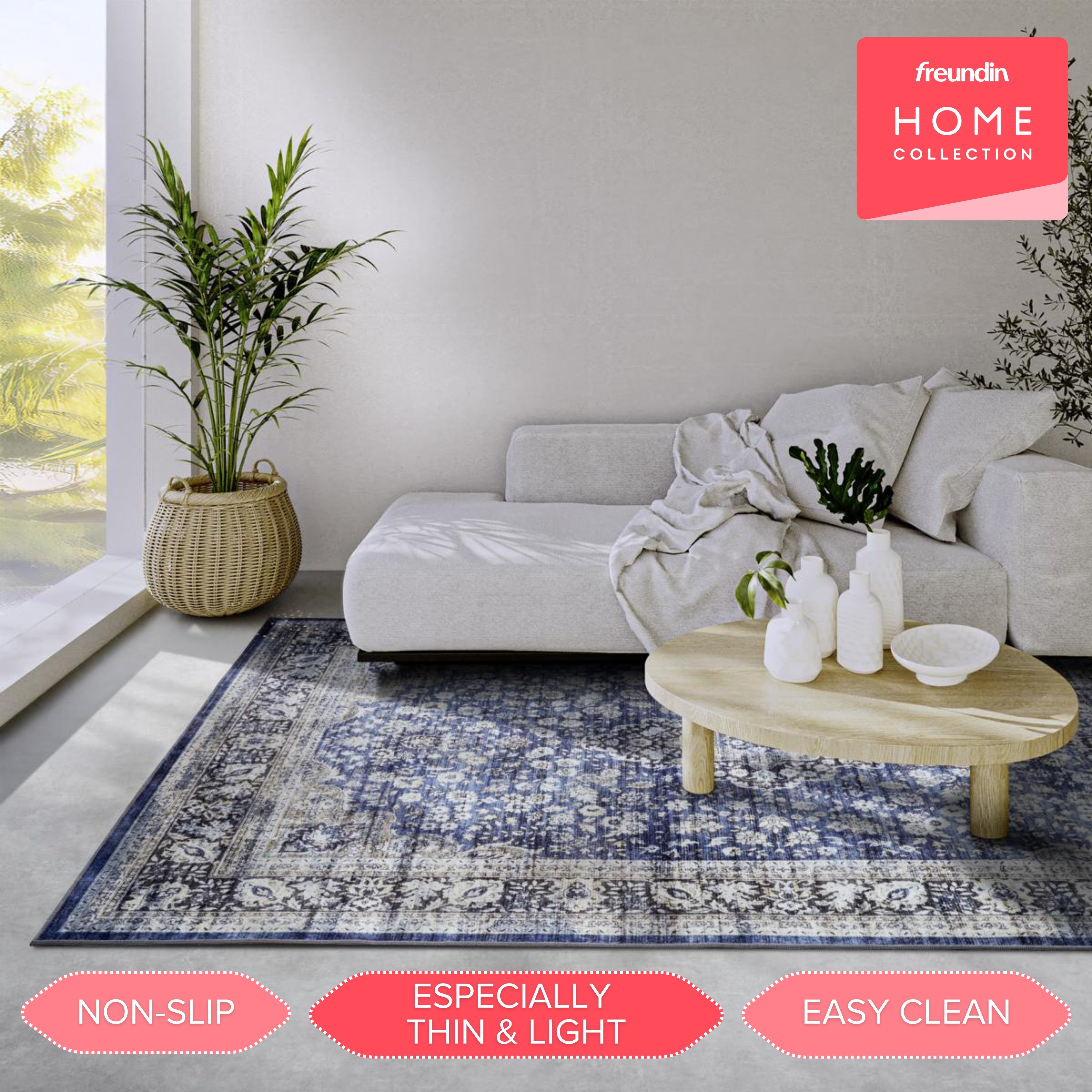 HANSE HOME ASYA TÆPPE MØRKEBLÅ CREME - 106039