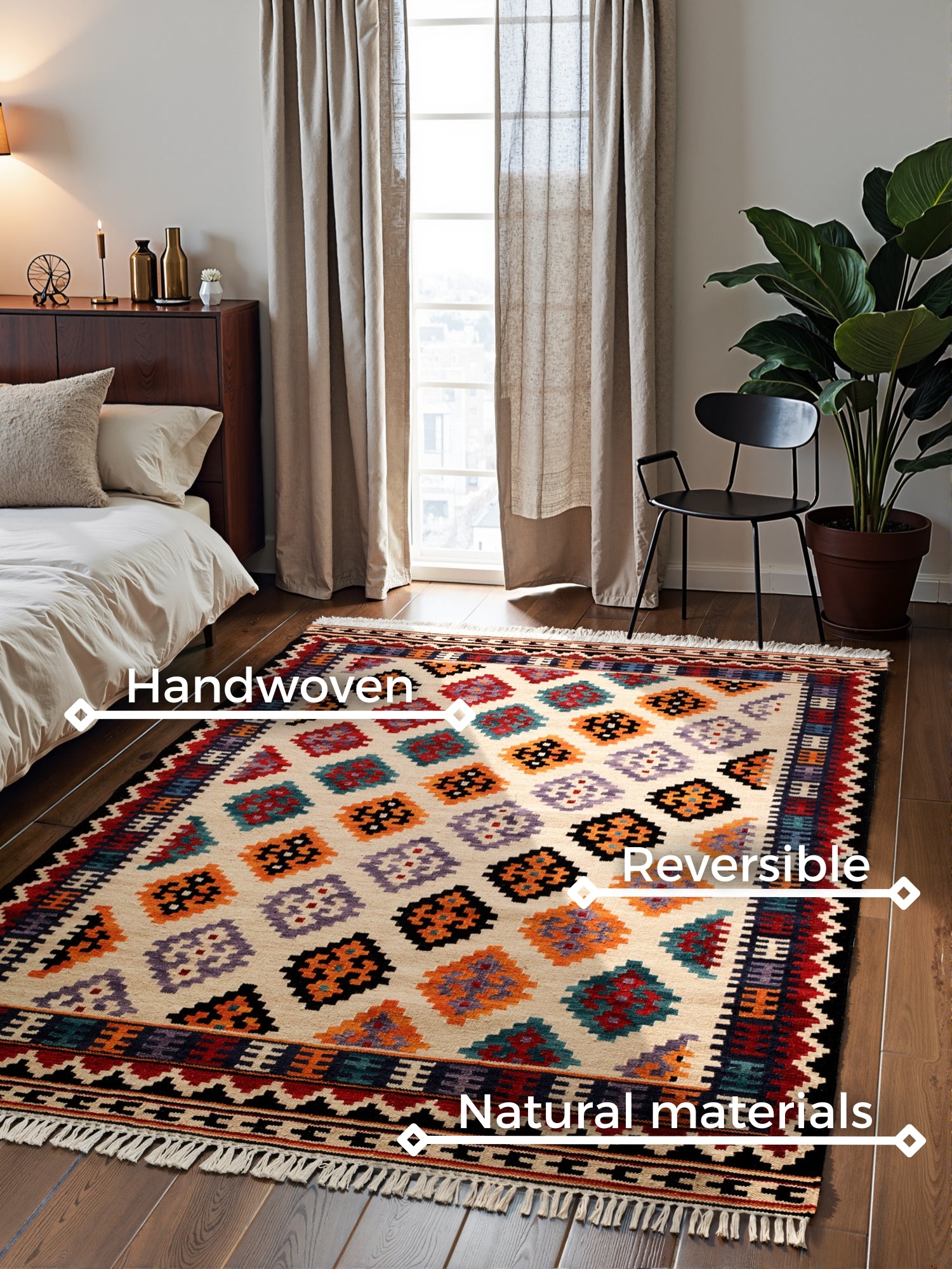 HANSE HOME KAMAL - AFGHANSK KELIM TÆPPE, 106240 CREME-MULTI