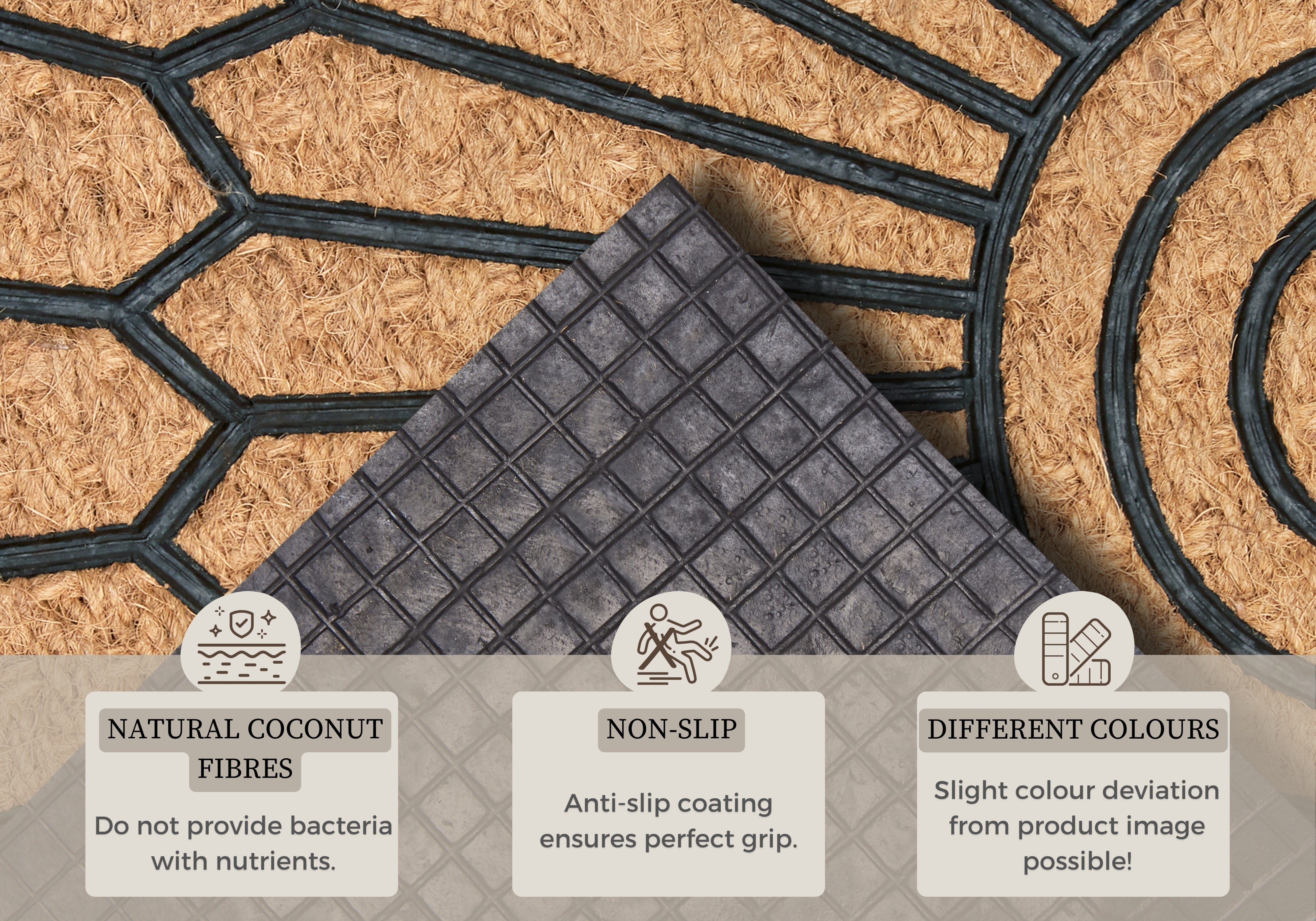 DØRMÅTTE GUMMI-KOKOS - HALVRUND GEOMETRI ORNAMENT