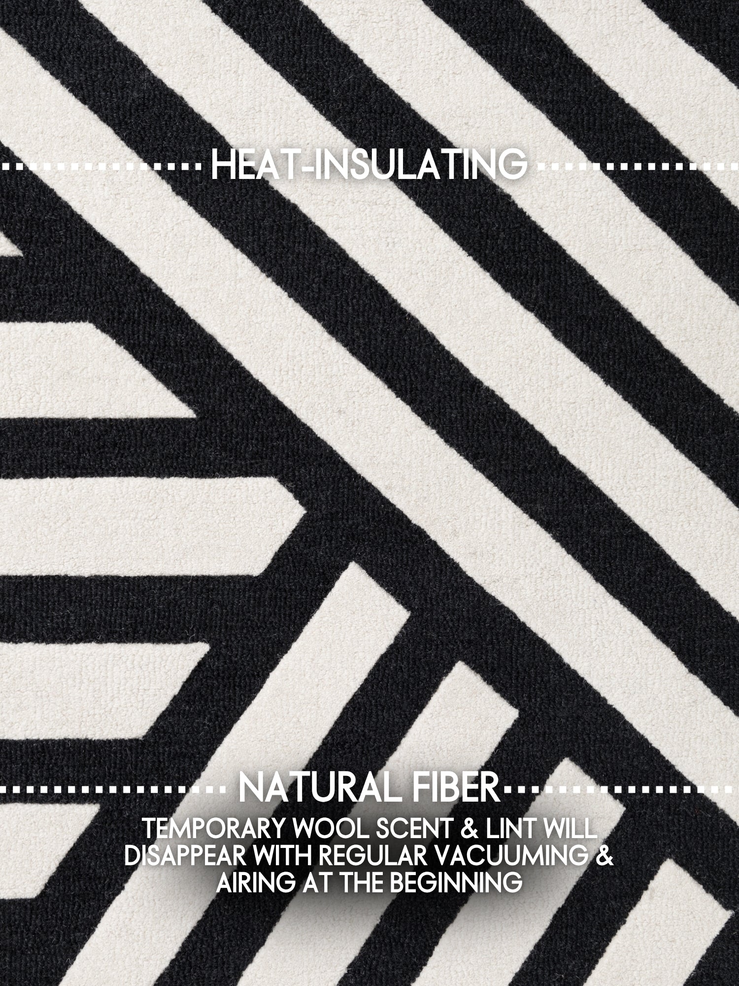 ELLE DECORATION STRYVE ULDTÆPPE NOIR, SORT-HVID