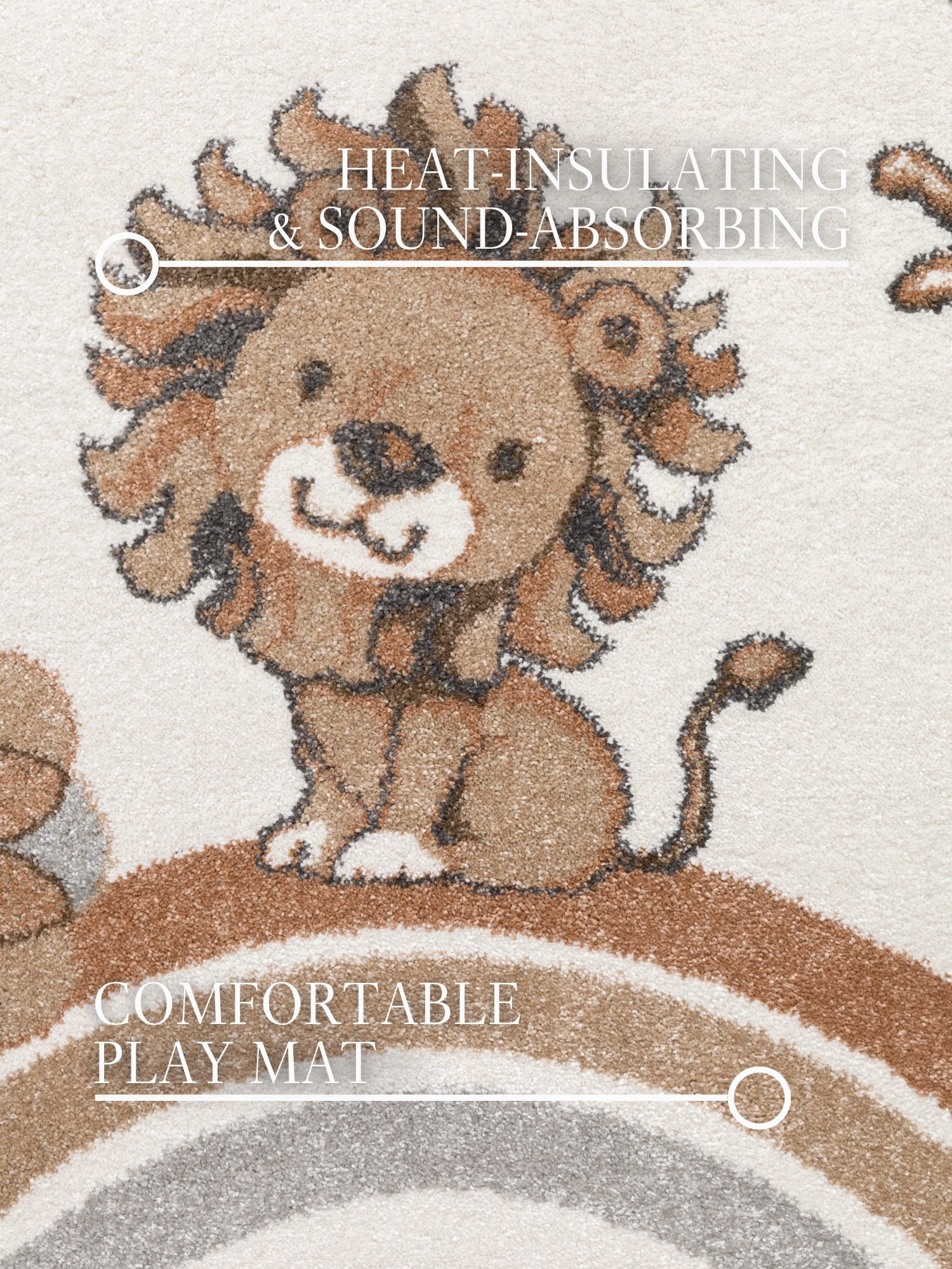 VILLEROY & BOCH BOHO KIDS BØRNETÆPPE RUDNT - LØVE SOMMERFEST, CREME MULTI 106307