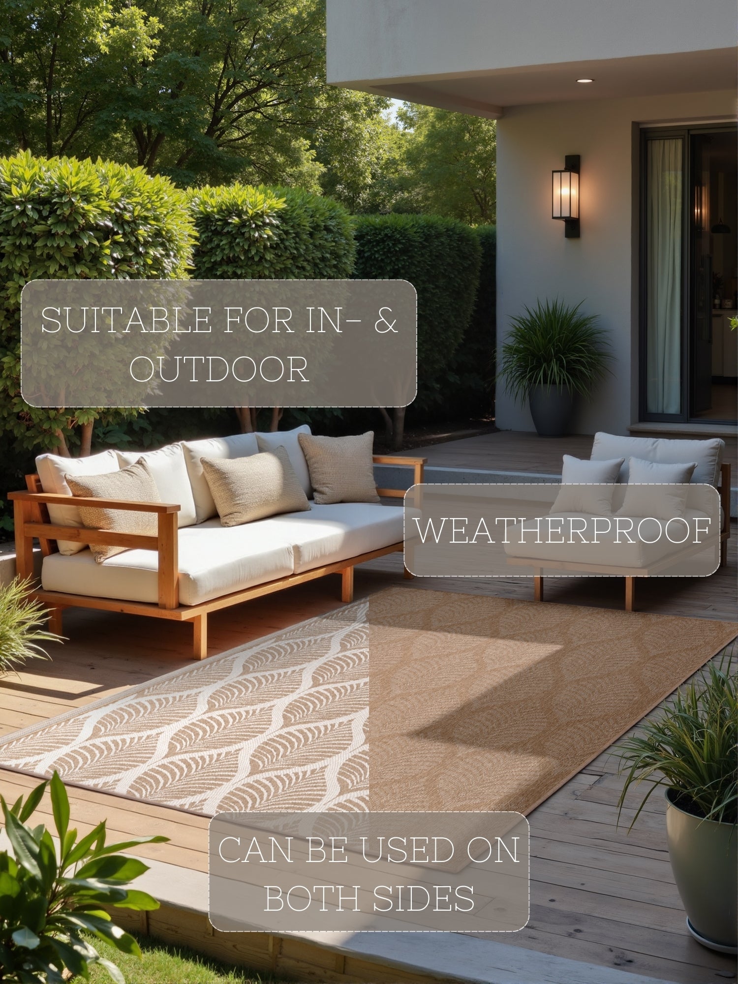 HANSE HOME DUORO - VENDBART UDENDØRS TÆPPE, JUTE-HVID 106247