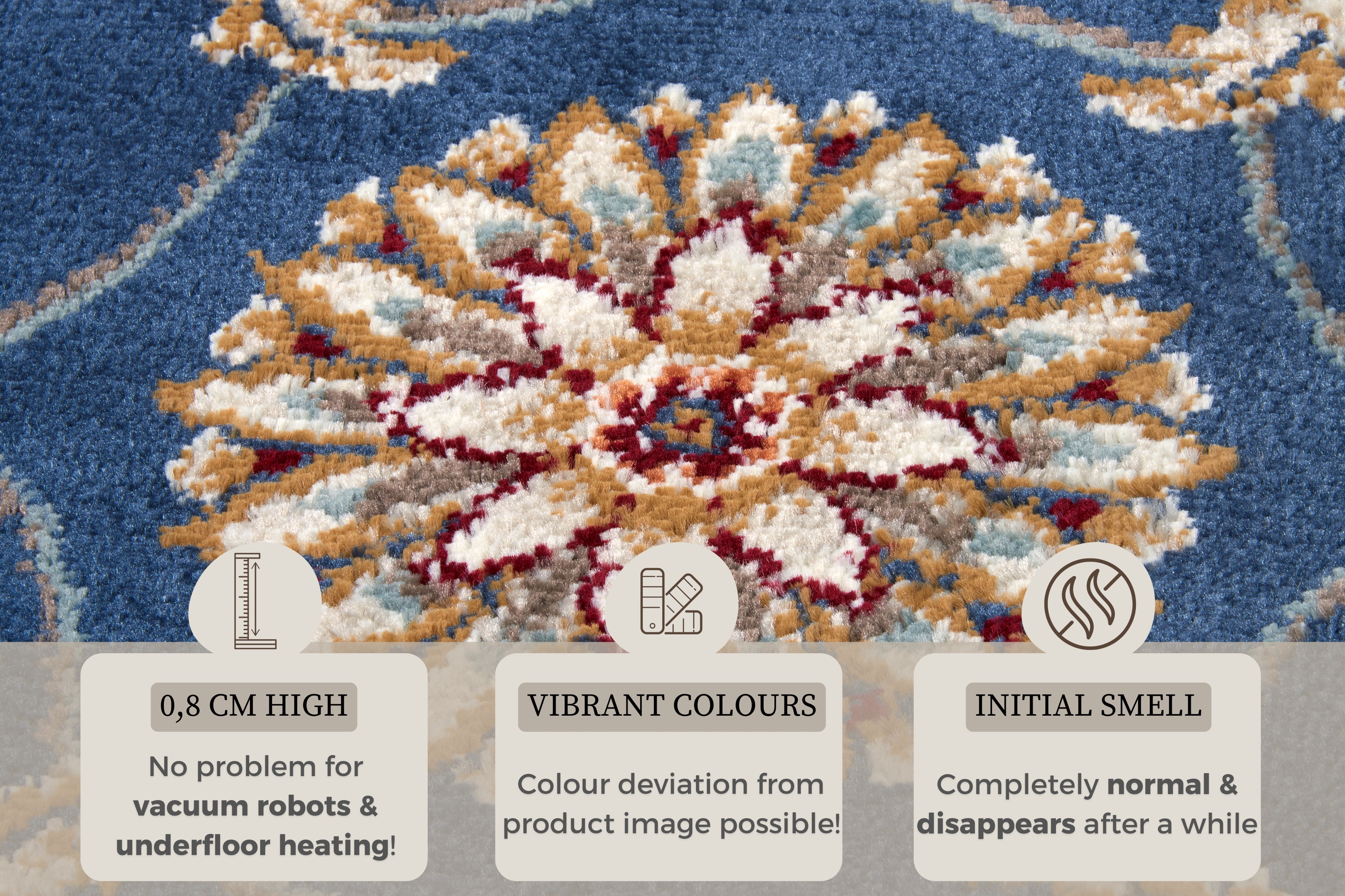 LUXOR TÆPPE BLÅ-CREME 105640