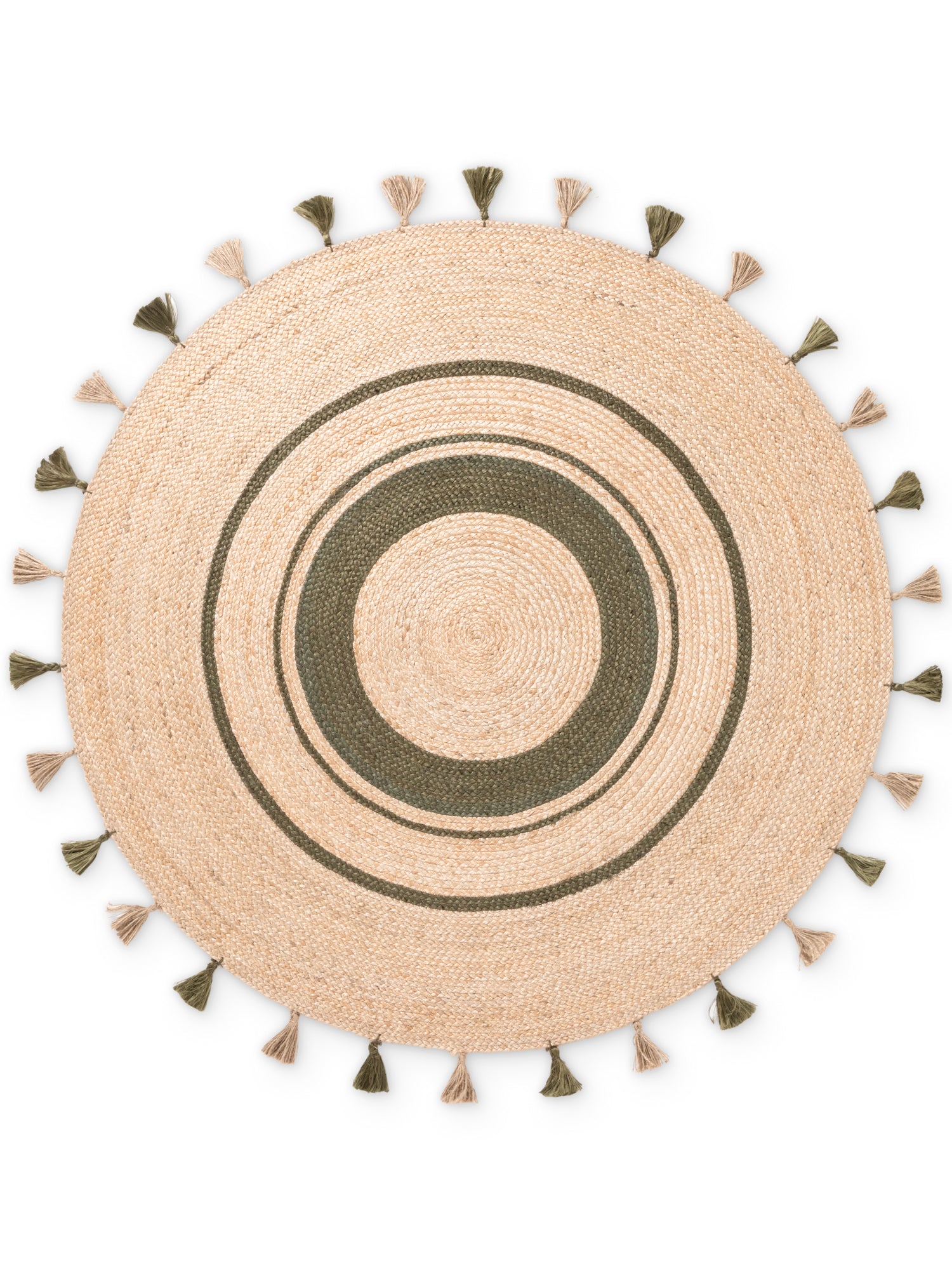 JUTE FLETTET TÆPPE BASIL RUNDT, NATUR-GYLDEN-GRØN