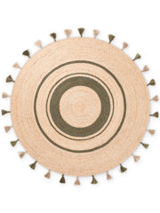 JUTE FLETTET TÆPPE BASIL RUNDT, NATUR-GYLDEN-GRØN