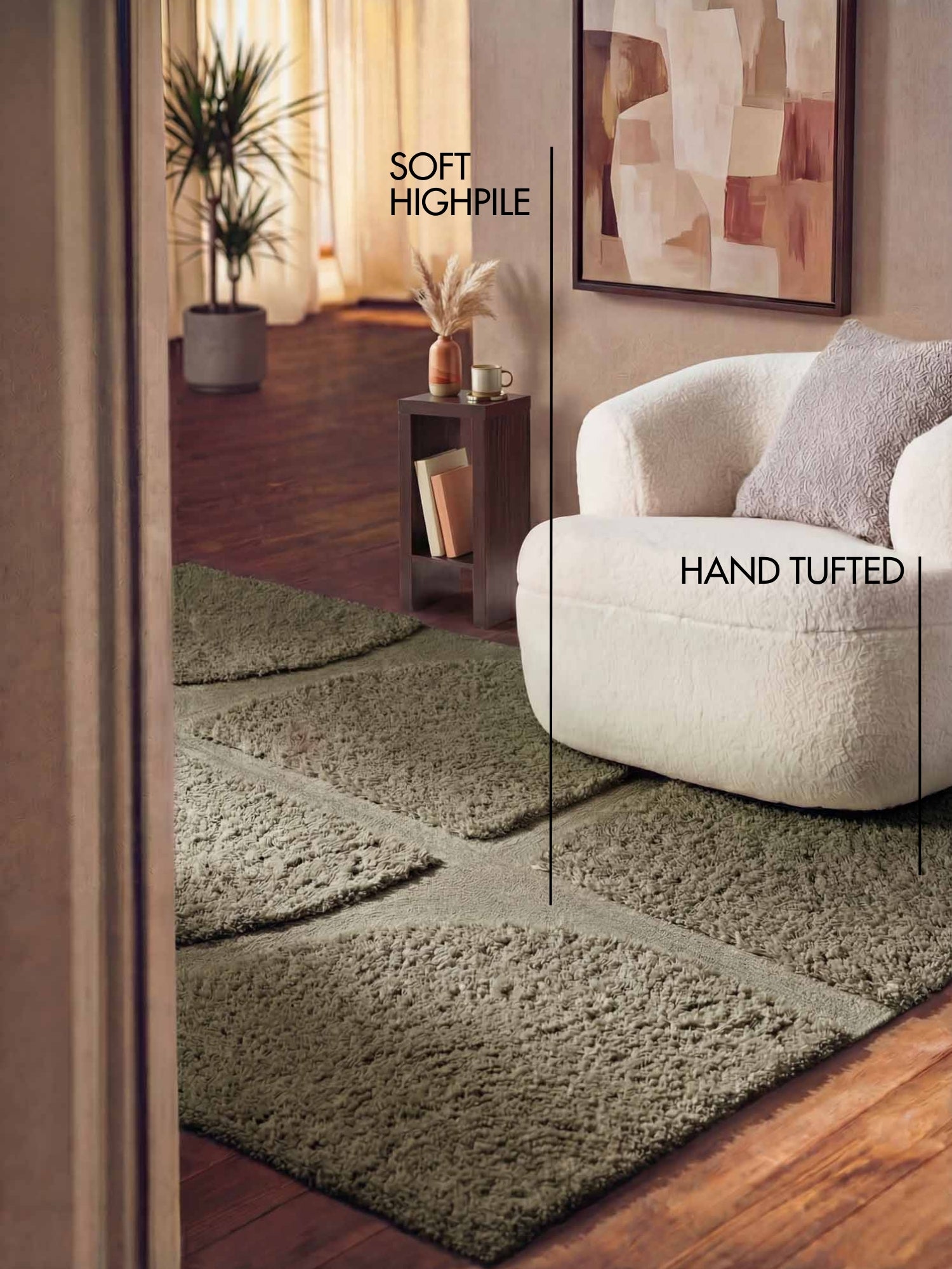 TED BAKER LAMBETH HØJLUVET TÆPPE JASPER, GRØN