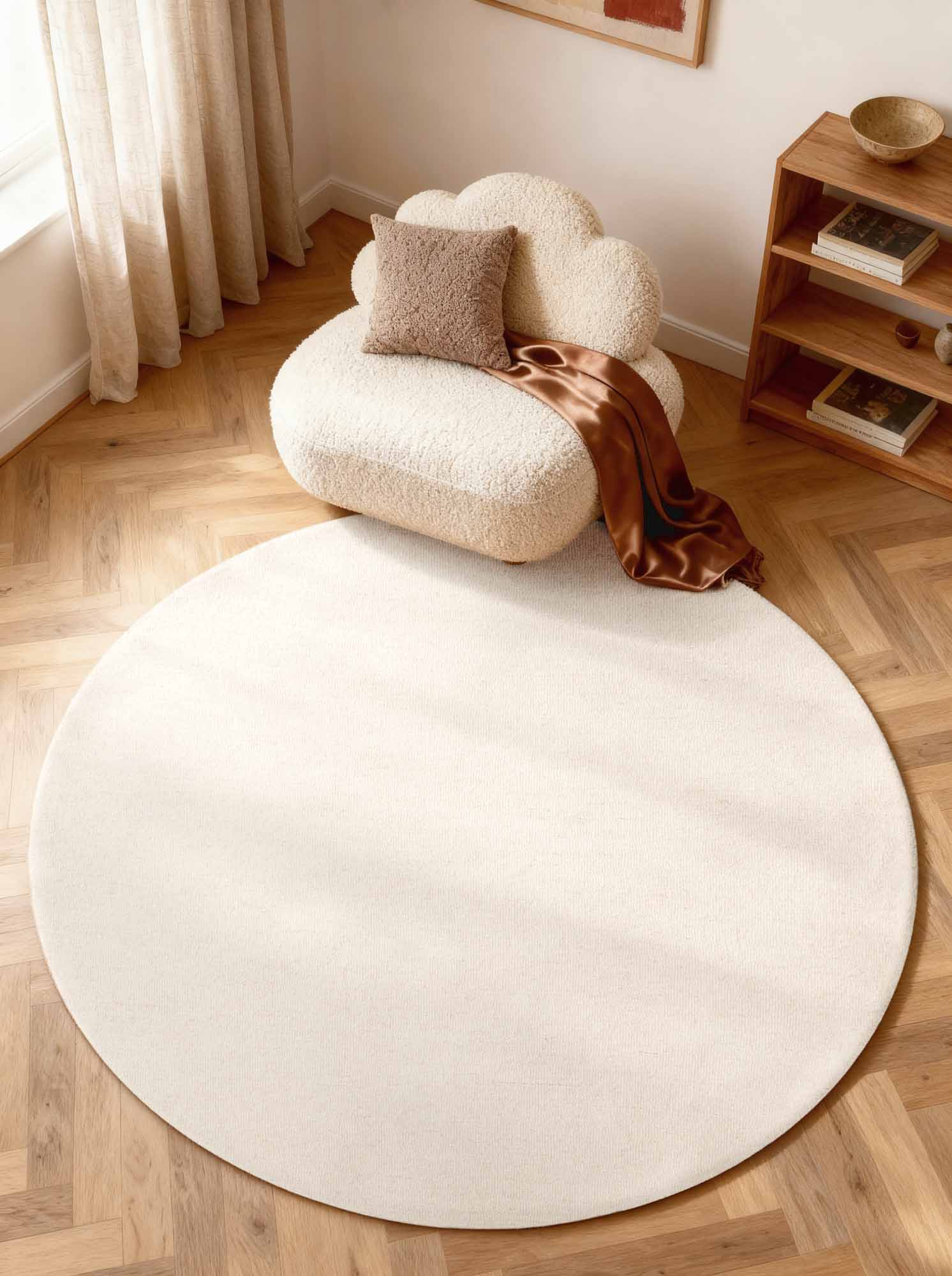 ELLE DECORATION PURISTIC FINE BOUCLE ULDTÆPPE, KNOTS NATURLIG HVID