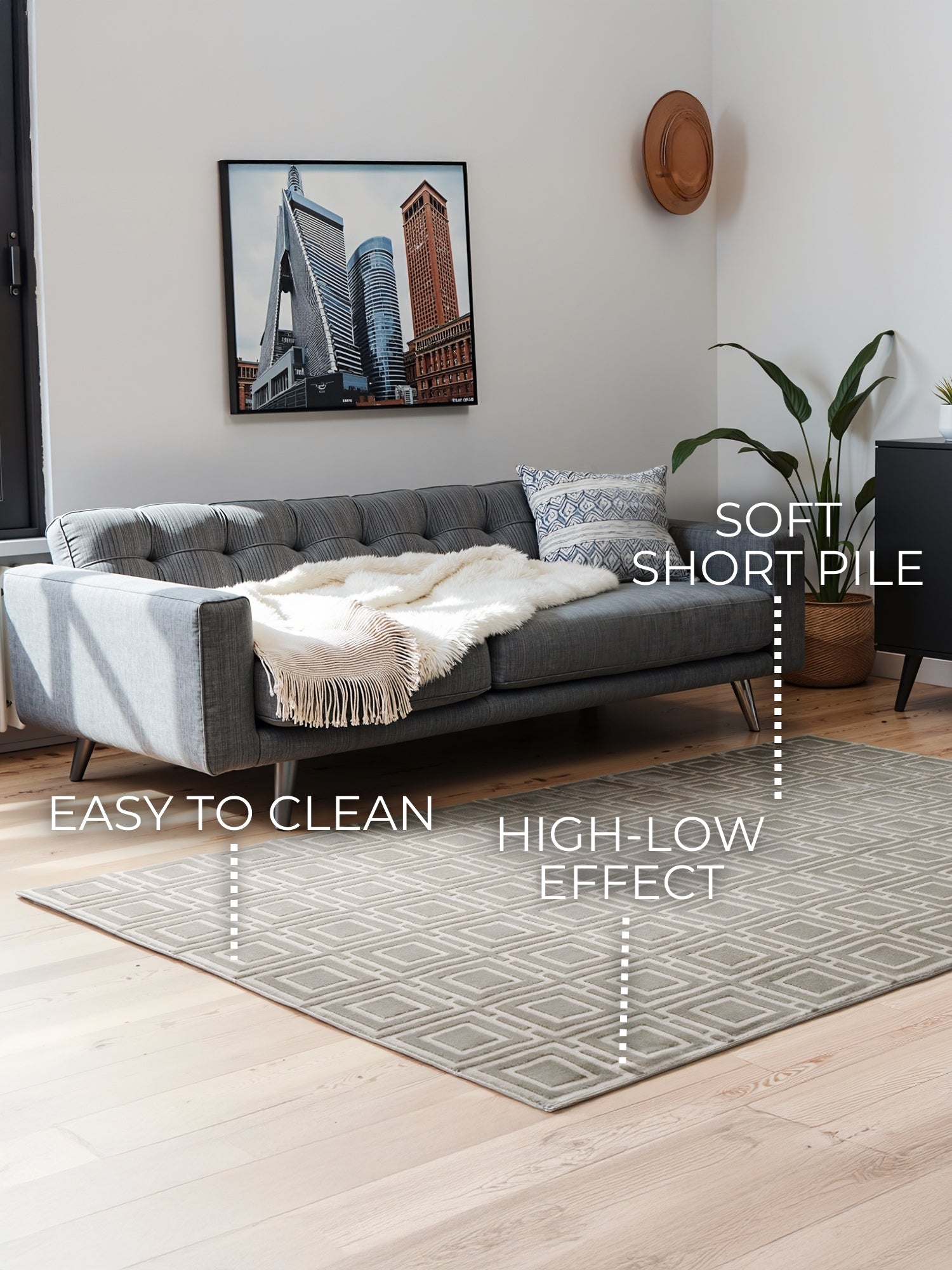 PEARLES MODERNE TÆPPE, CREME-GRÅ 106190