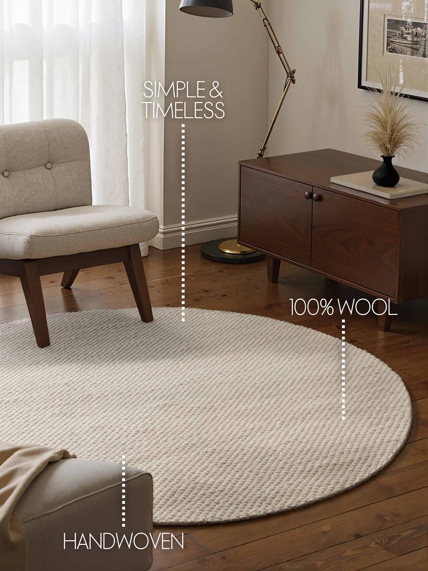 ELLE DECORATION LYON ULDTÆPPE, BEANS NATURLIG CREME