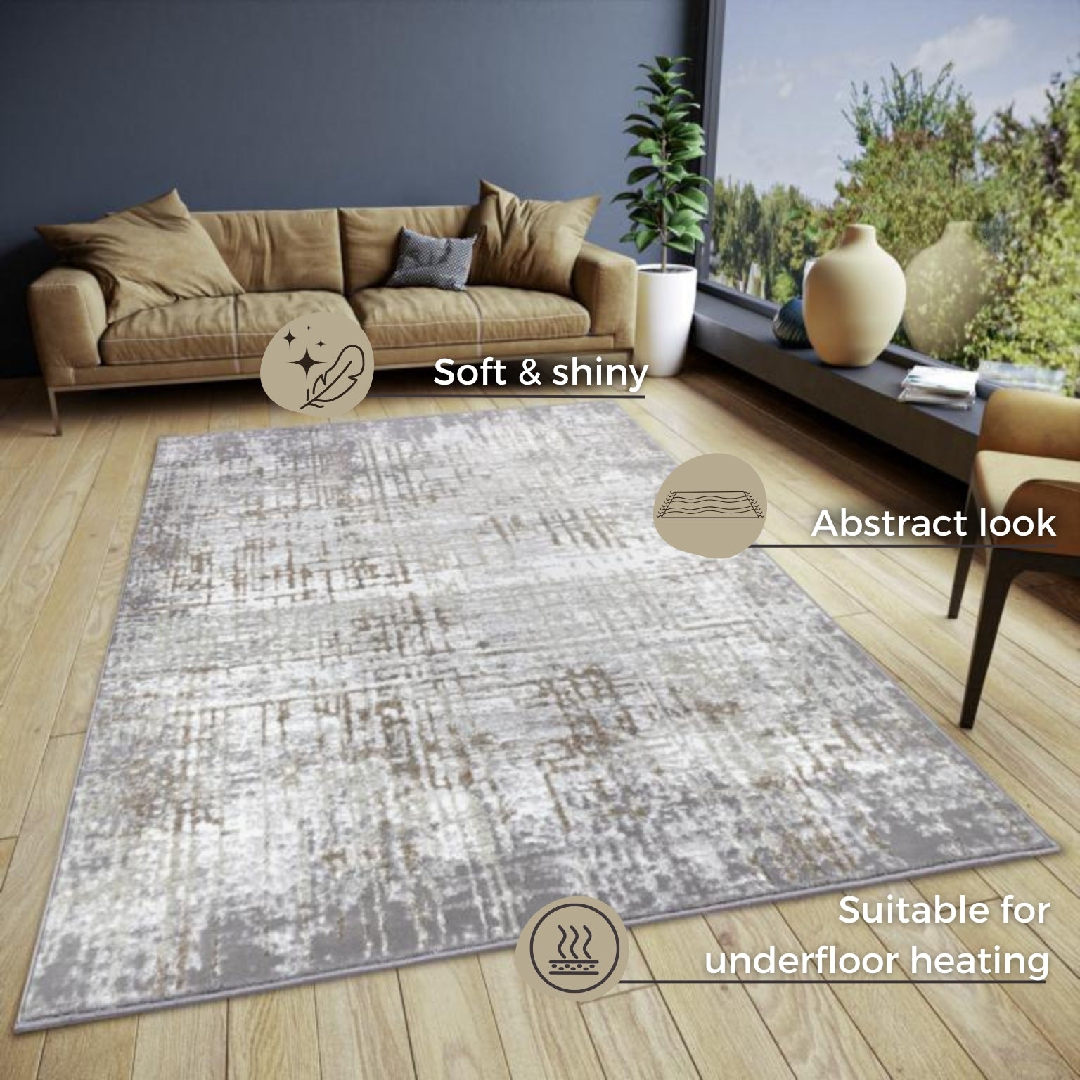 SHINE TÆPPE, CREME-GRÅ 105925