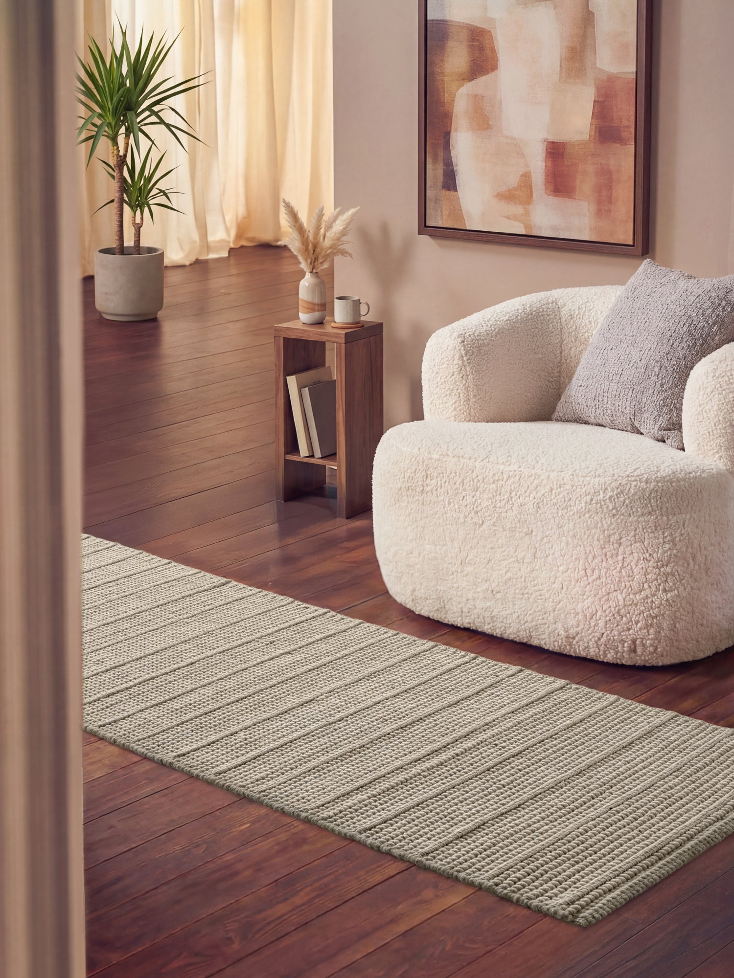 TED BAKER CAMDEN ULDTÆPPE PARKER, NATURLIG HVID