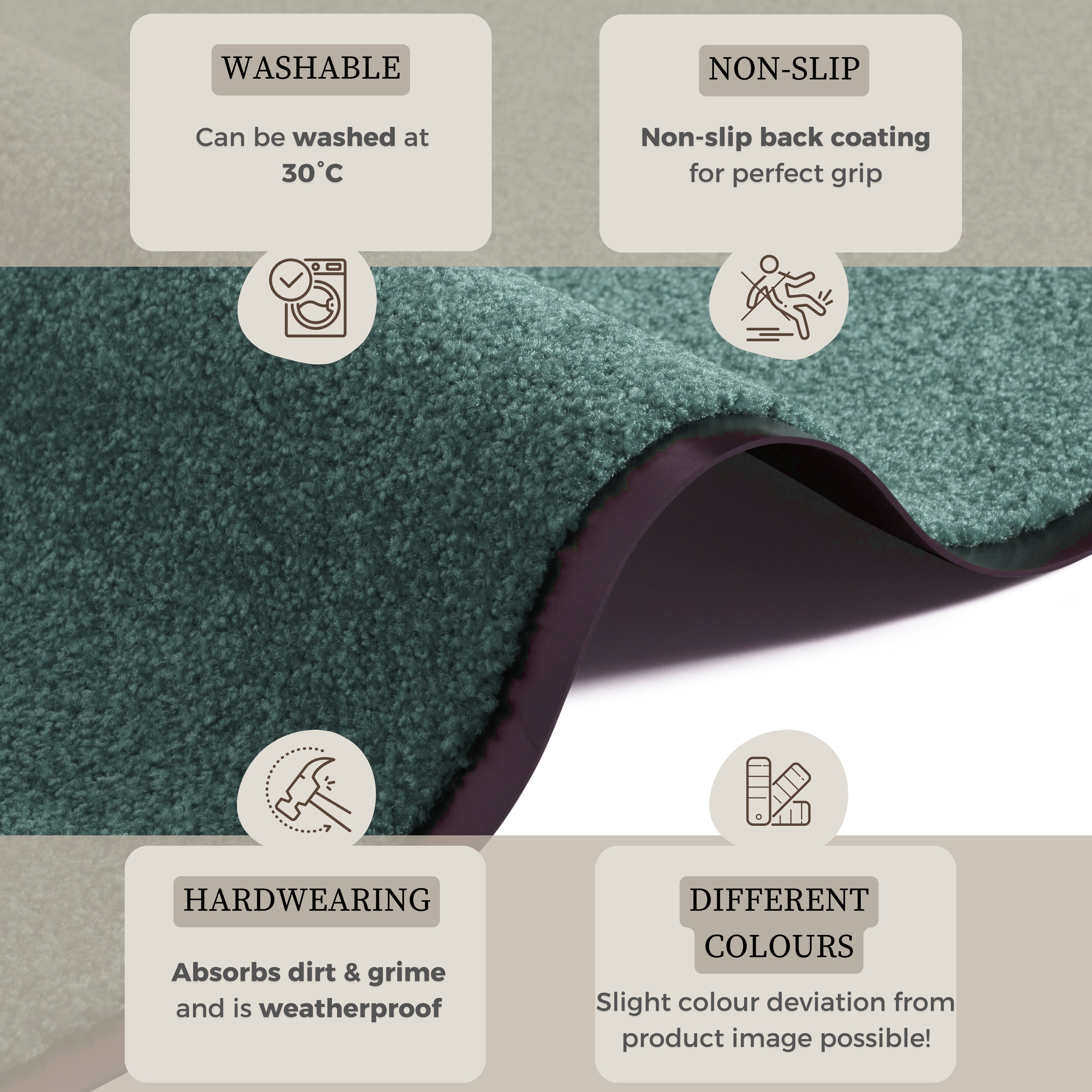 DØRMÅTTE WASH & CLEAN, OLIVENGRØN 103836