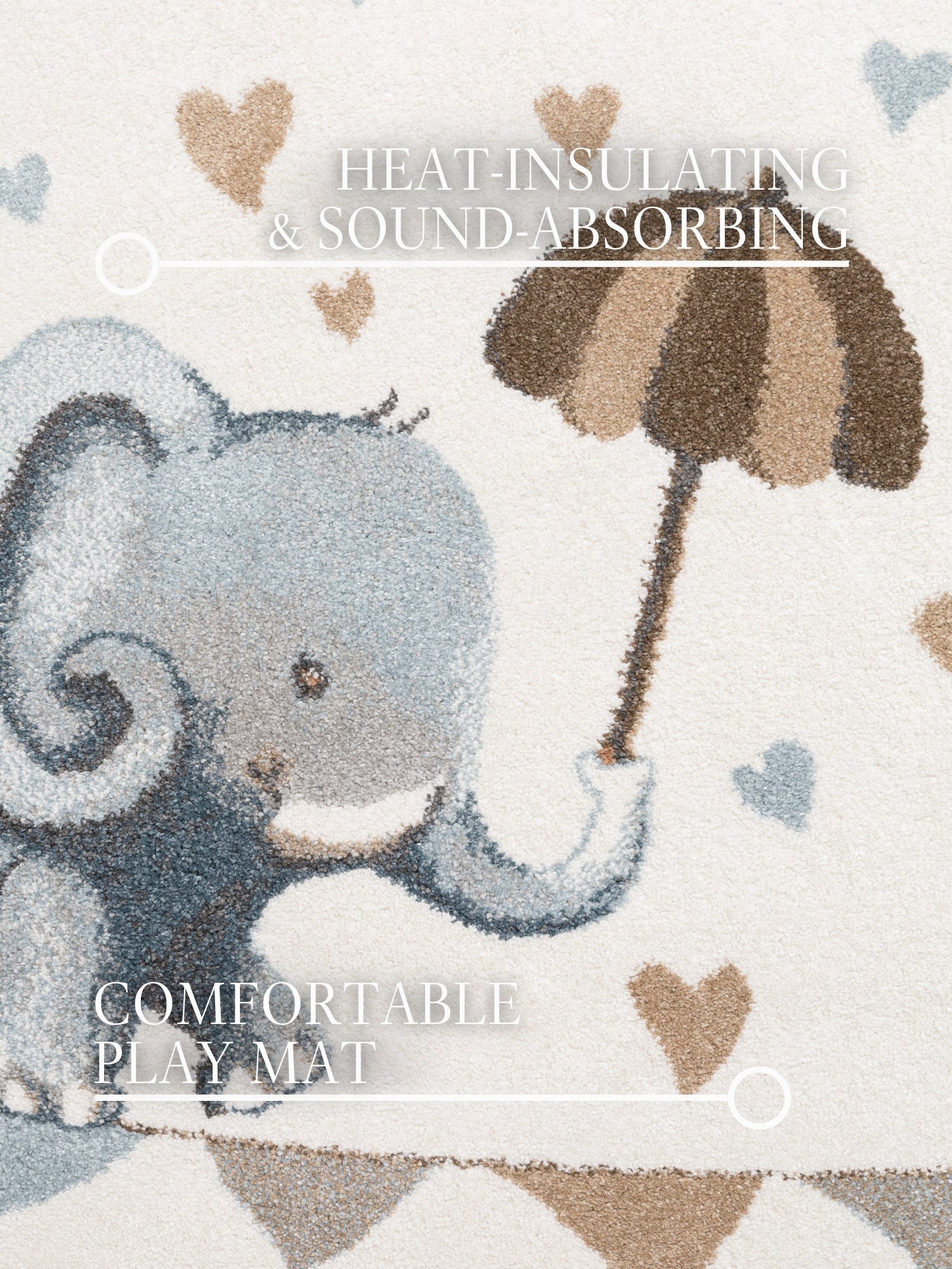 VILLEROY & BOCH BOHO KIDS BØRNETÆPPE RUNDT - ELEFANT REGN, CREME MULTI 106303