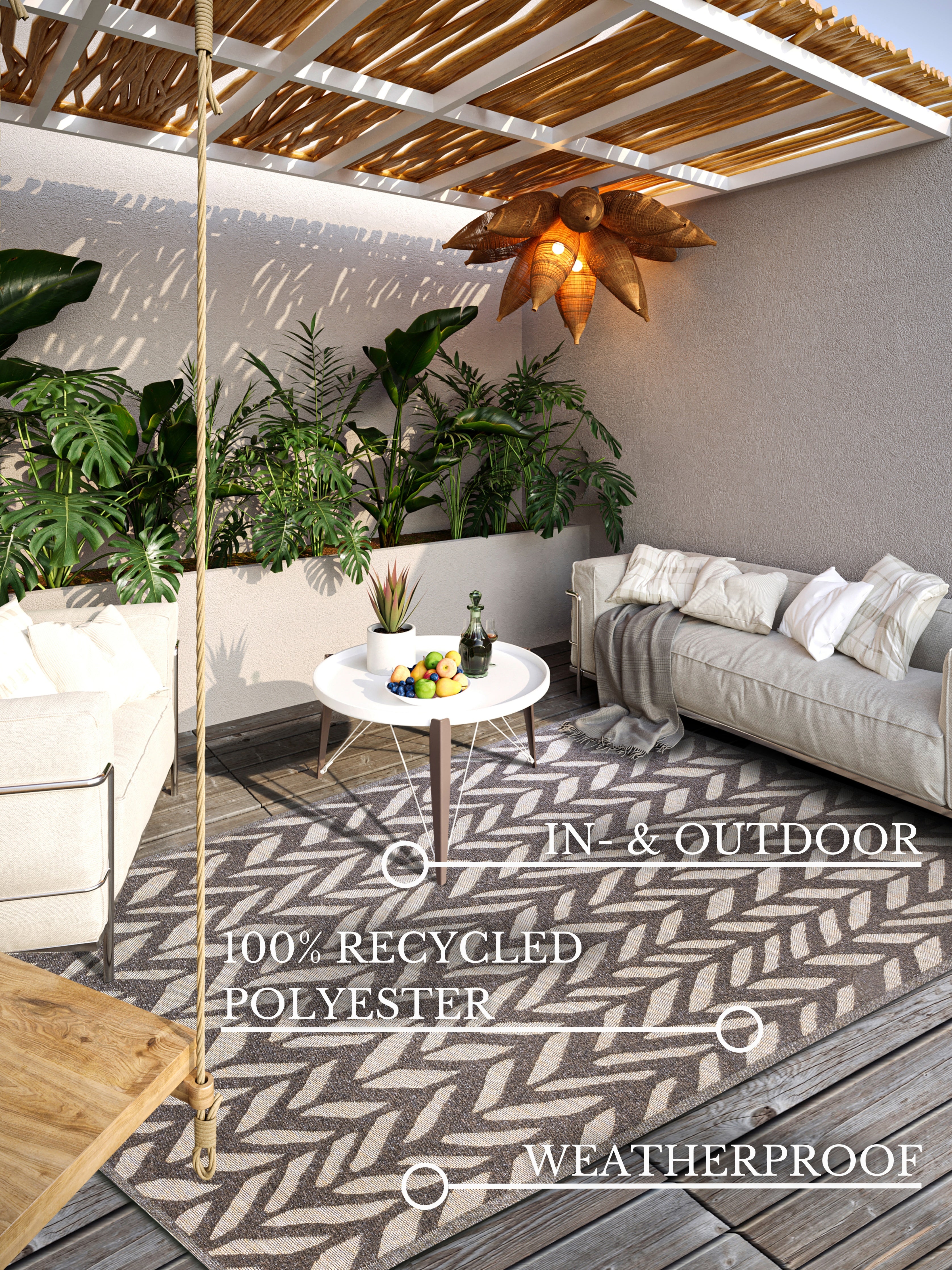 VILLEROY & BOCH 106150IND- OG UDENDØRS TÆPPE, GEORGETTE NATURLIG BRUN-BEIGE