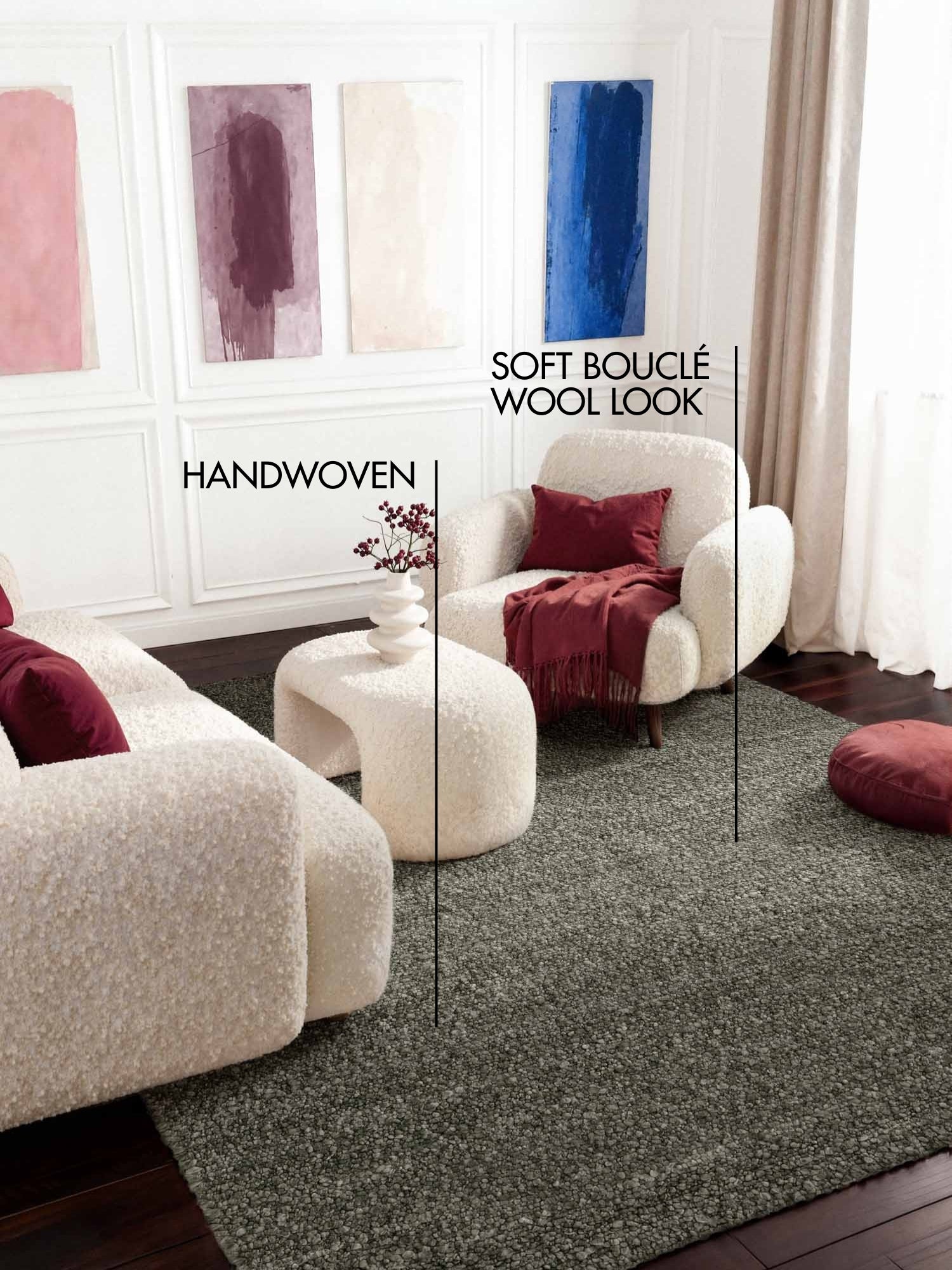 TED BAKER NOTTING HILL SOFT BOUCLE KORTLUVET TÆPPE, PORTOBELLO GRØN