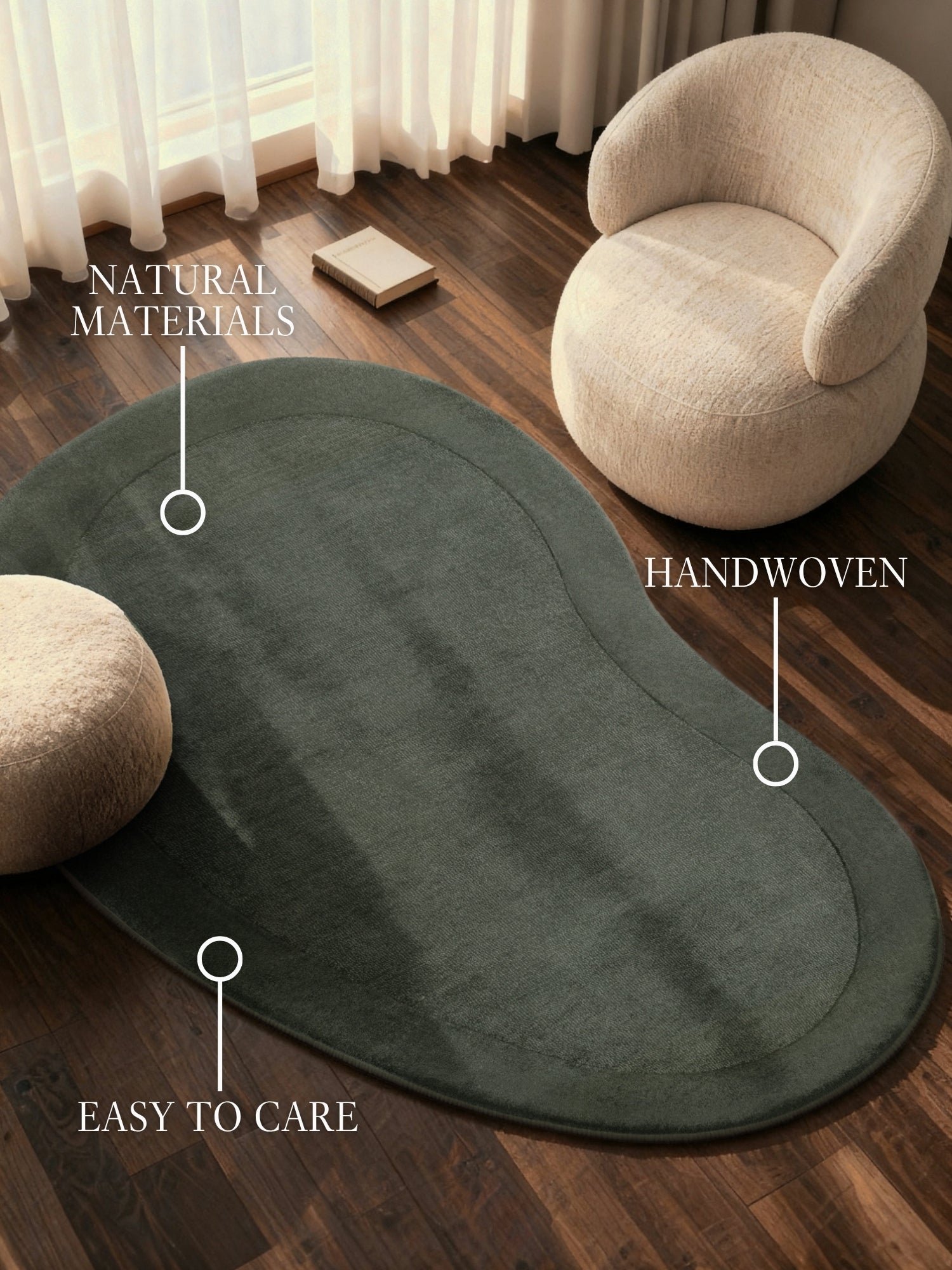 VILLEROY & BOCH 1812 ULDTÆPPE - ORGANISK FORM KARI, NATURLIG-GRØN