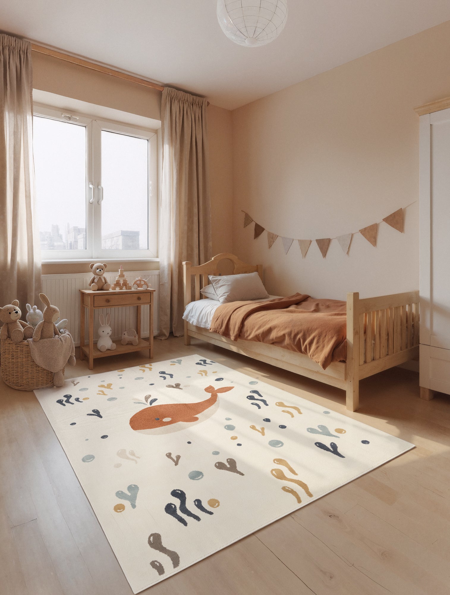 EVENTYR BØRNETÆPPE MOBY, CREME MULTI