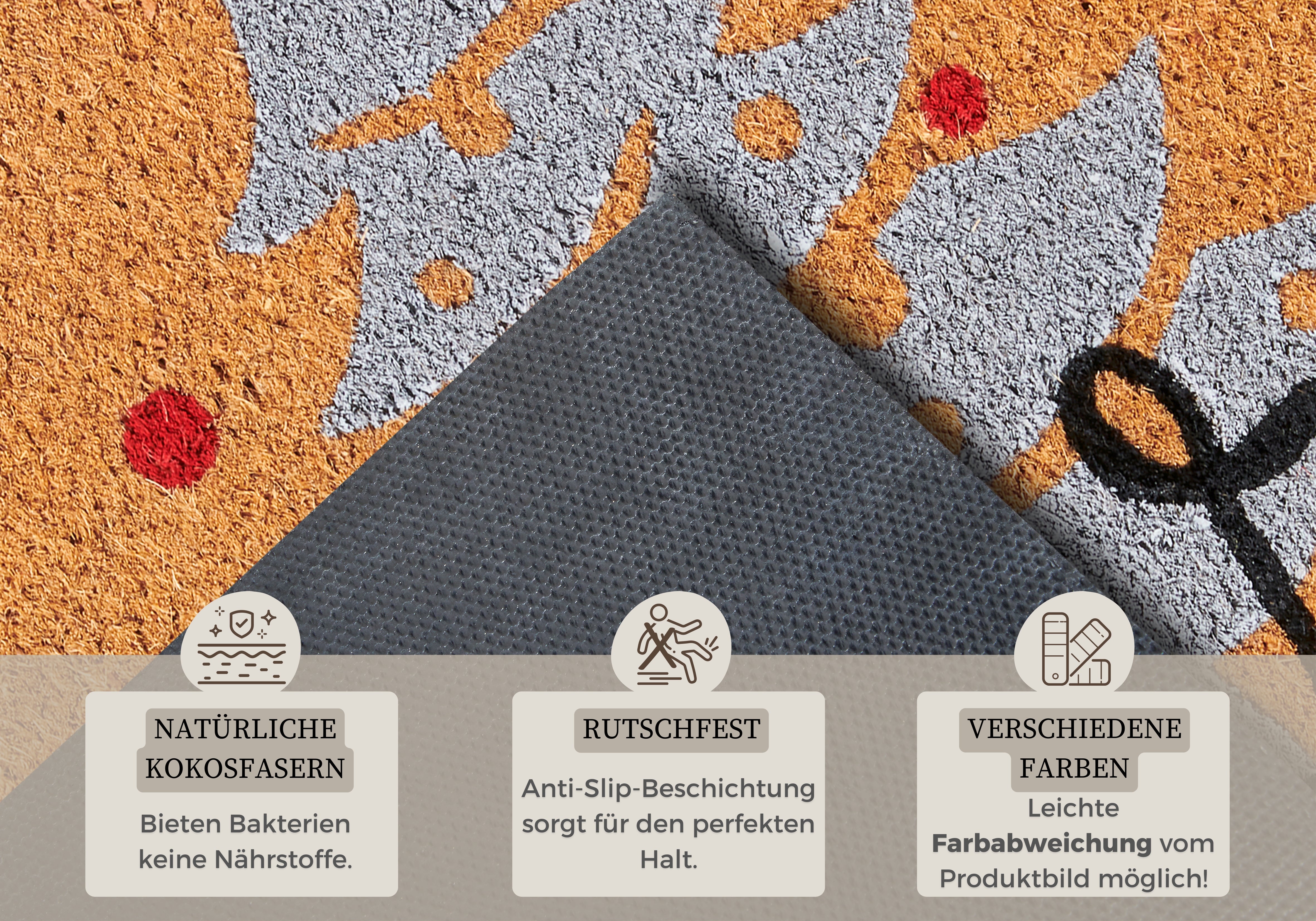 DØRMÅTTE KOKOS -  MERRY CHRISTMAS DOTS 106198