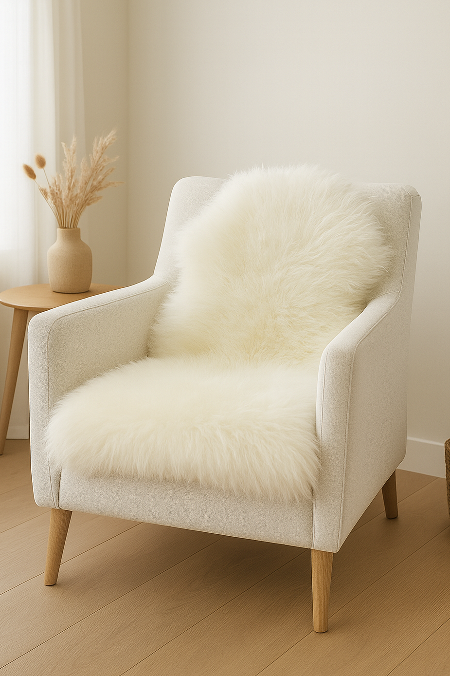 ÆGTE NEWZEALANDSK LAMMESKIND, NATUR HVID