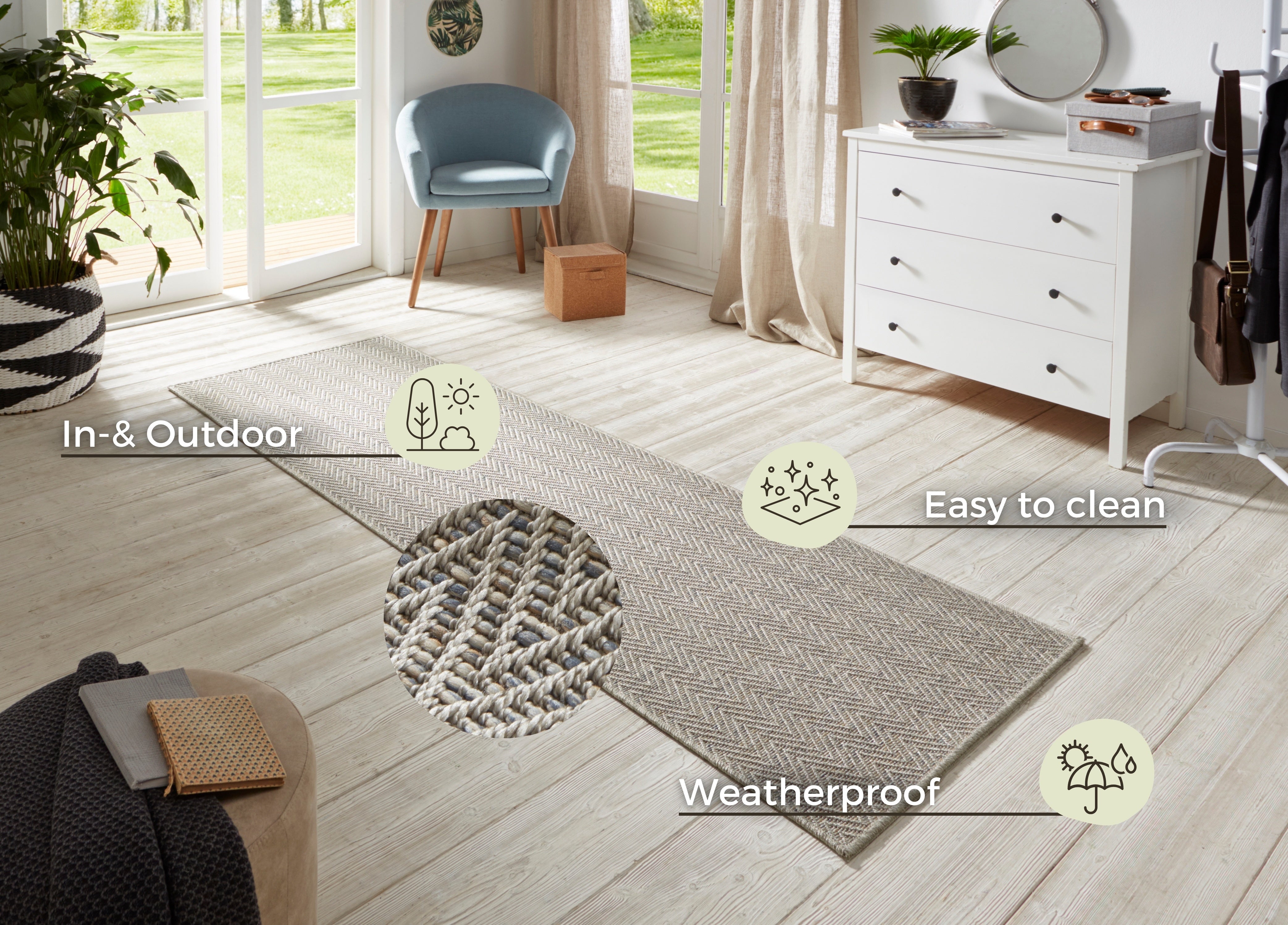 HANSE HOME TÆPPELØBER NATURE, GRÅ MULTI 104266