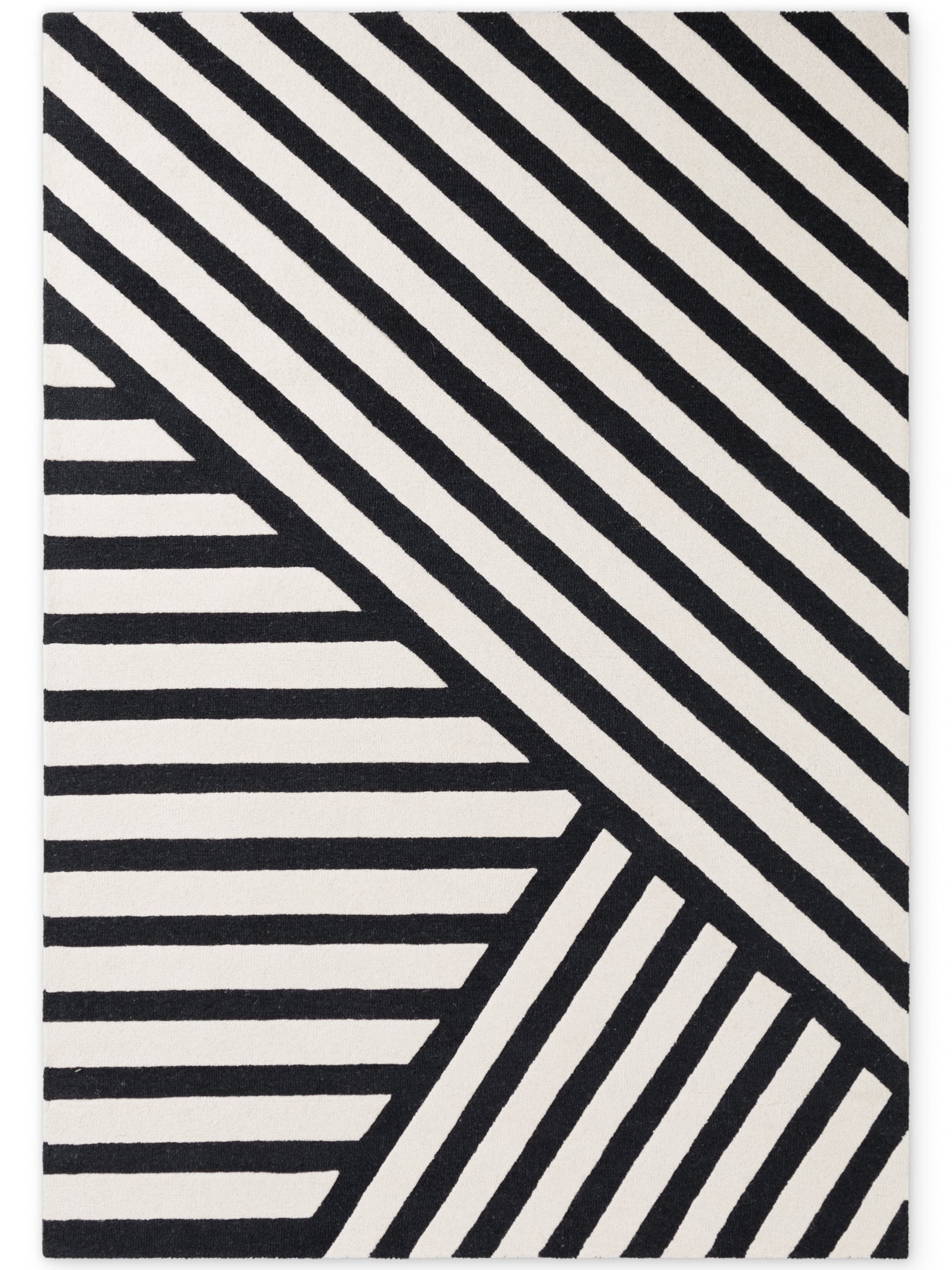 ELLE DECORATION STRYVE ULDTÆPPE NOIR, SORT-HVID