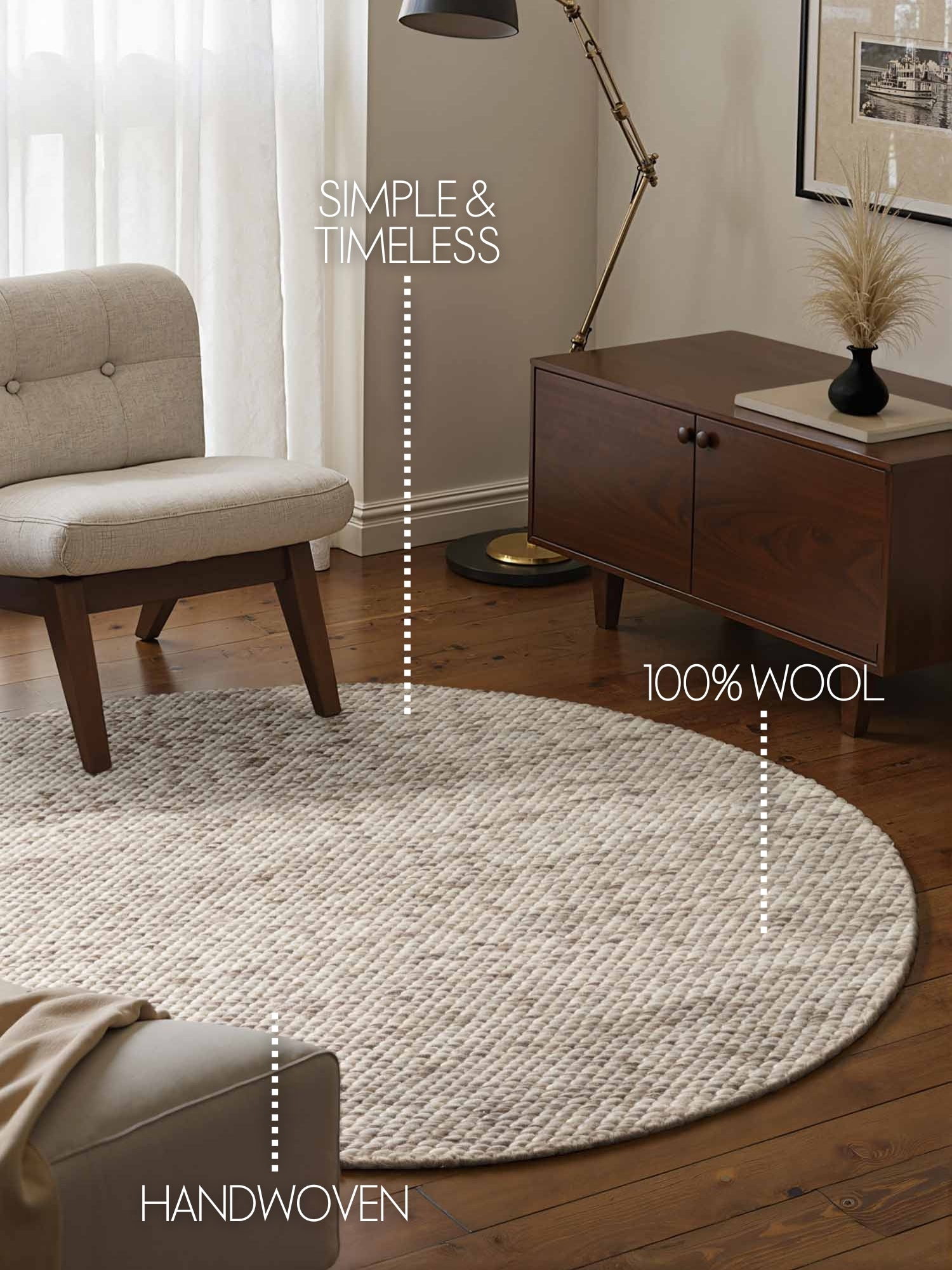 ELLE DECORATION LYON ULDTÆPPE, BEANS NATURLIG CREME BRUN