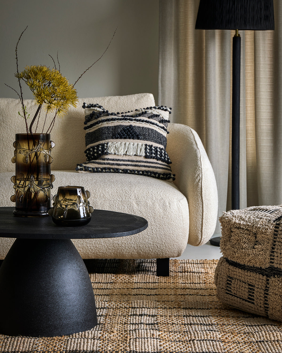 SIERRA PUDEBETRÆK, MØRKEGRÅ/HVID