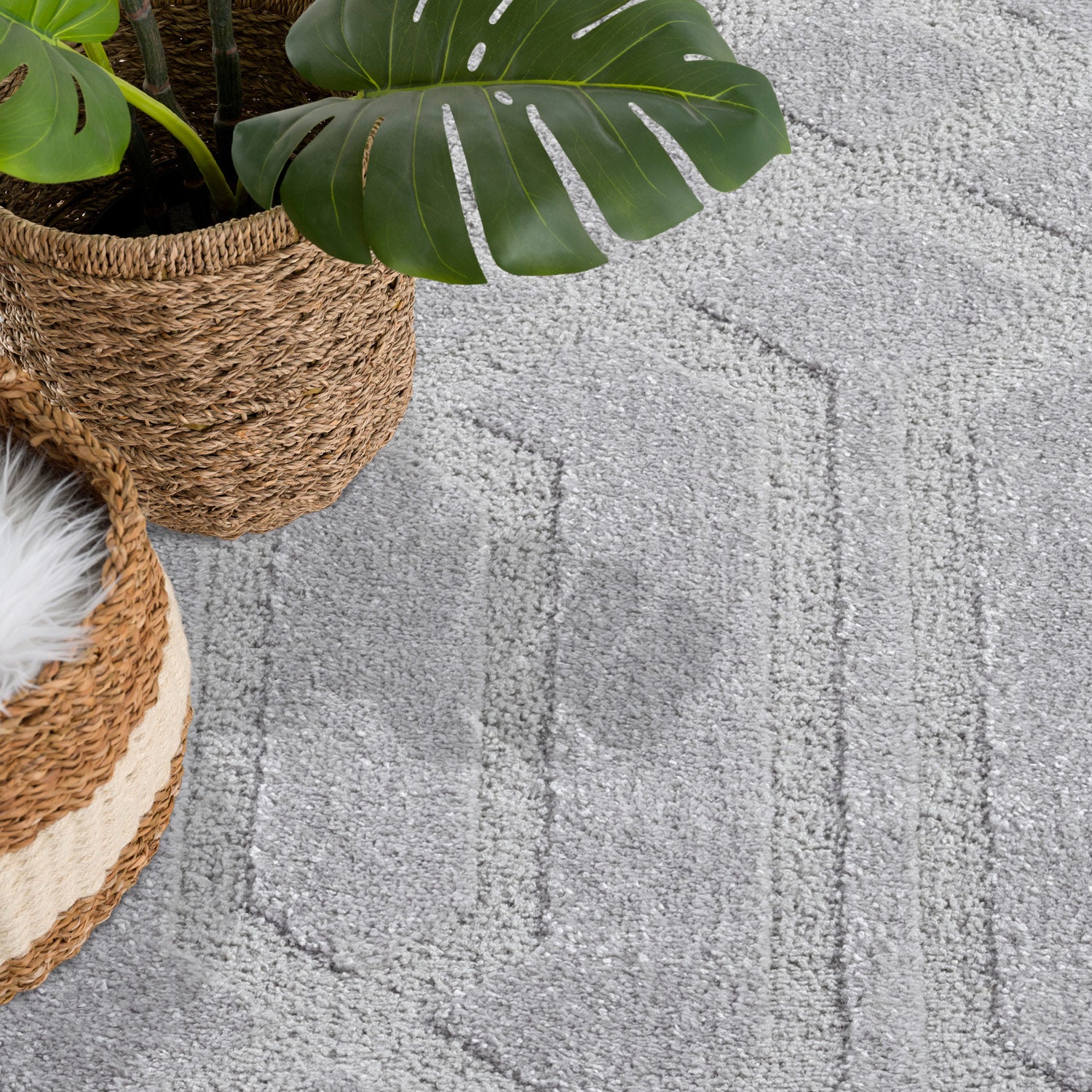 CLAIRE MODERNE KORTLUVET TÆPPE, GRÅ 138