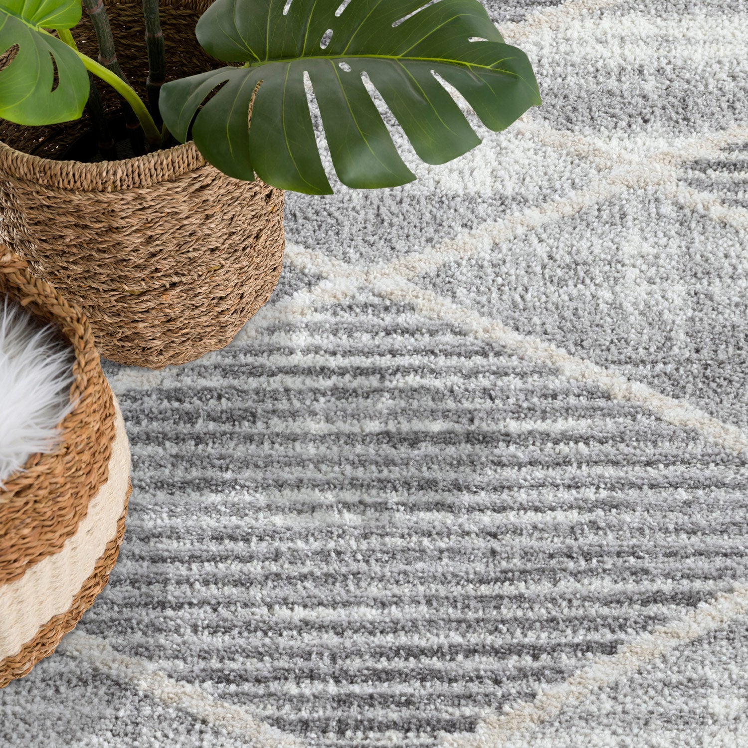 CLAIRE MODERNE KORTLUVET TÆPPE, GRÅ 178