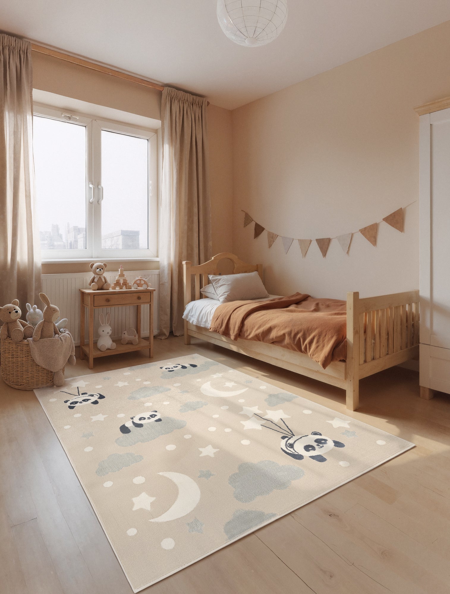 EVENTYR BØRNETÆPPE DREAMY PANDA, BEIGE MULTI