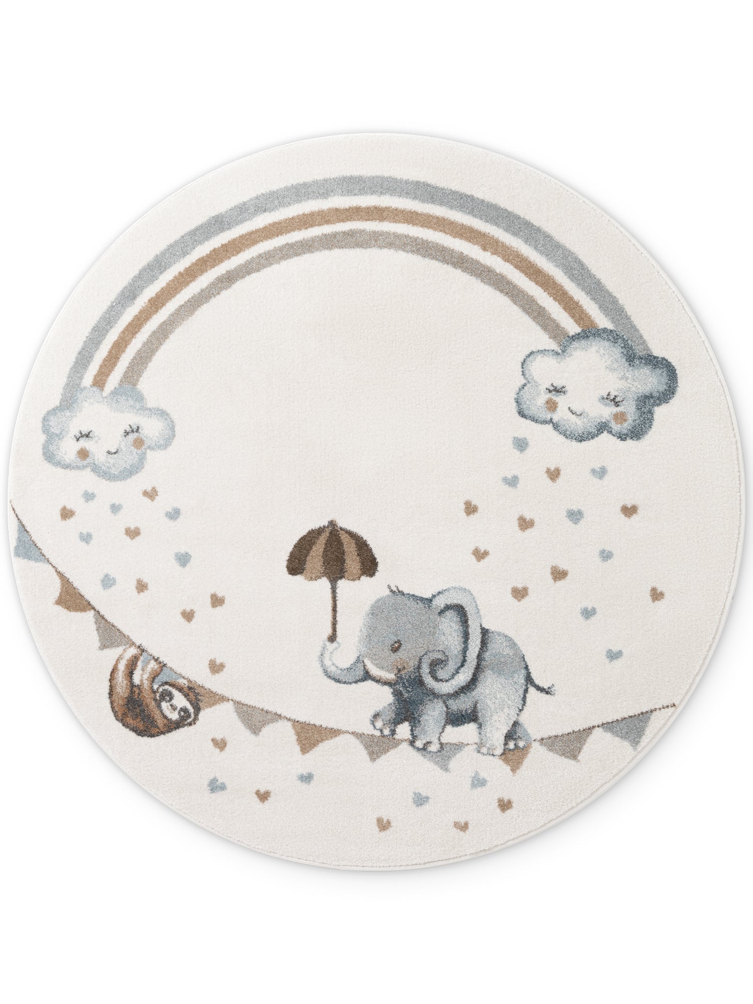 VILLEROY & BOCH BOHO KIDS BØRNETÆPPE RUNDT - ELEFANT REGNBUE, CREME MULTI 106304