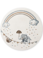 VILLEROY & BOCH BOHO KIDS BØRNETÆPPE RUNDT - ELEFANT REGNBUE, CREME MULTI 106304