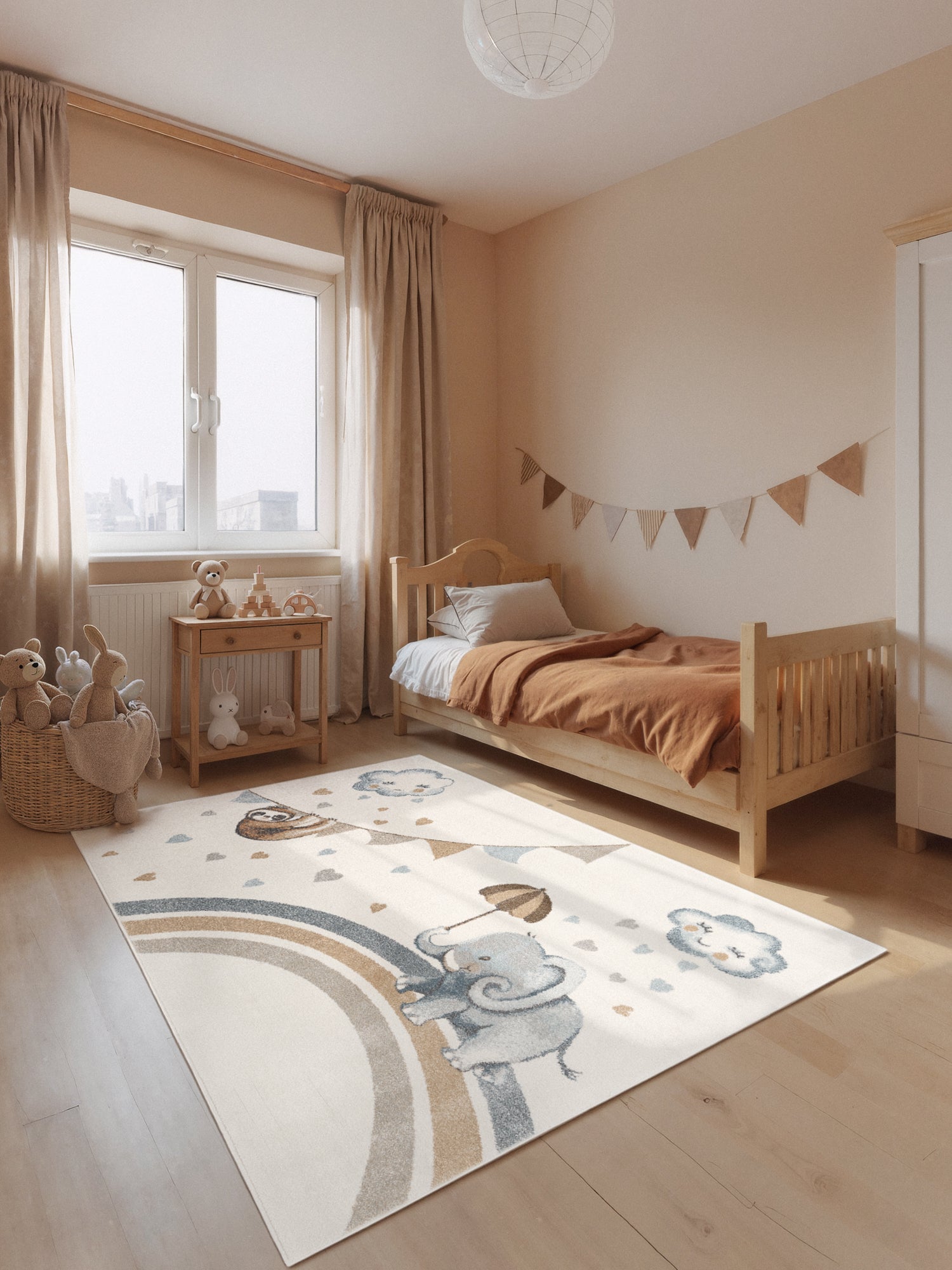 VILLEROY & BOCH BOHO KIDS BØRNETÆPPE - ELEFANT REGN, CREME MULTI 106306