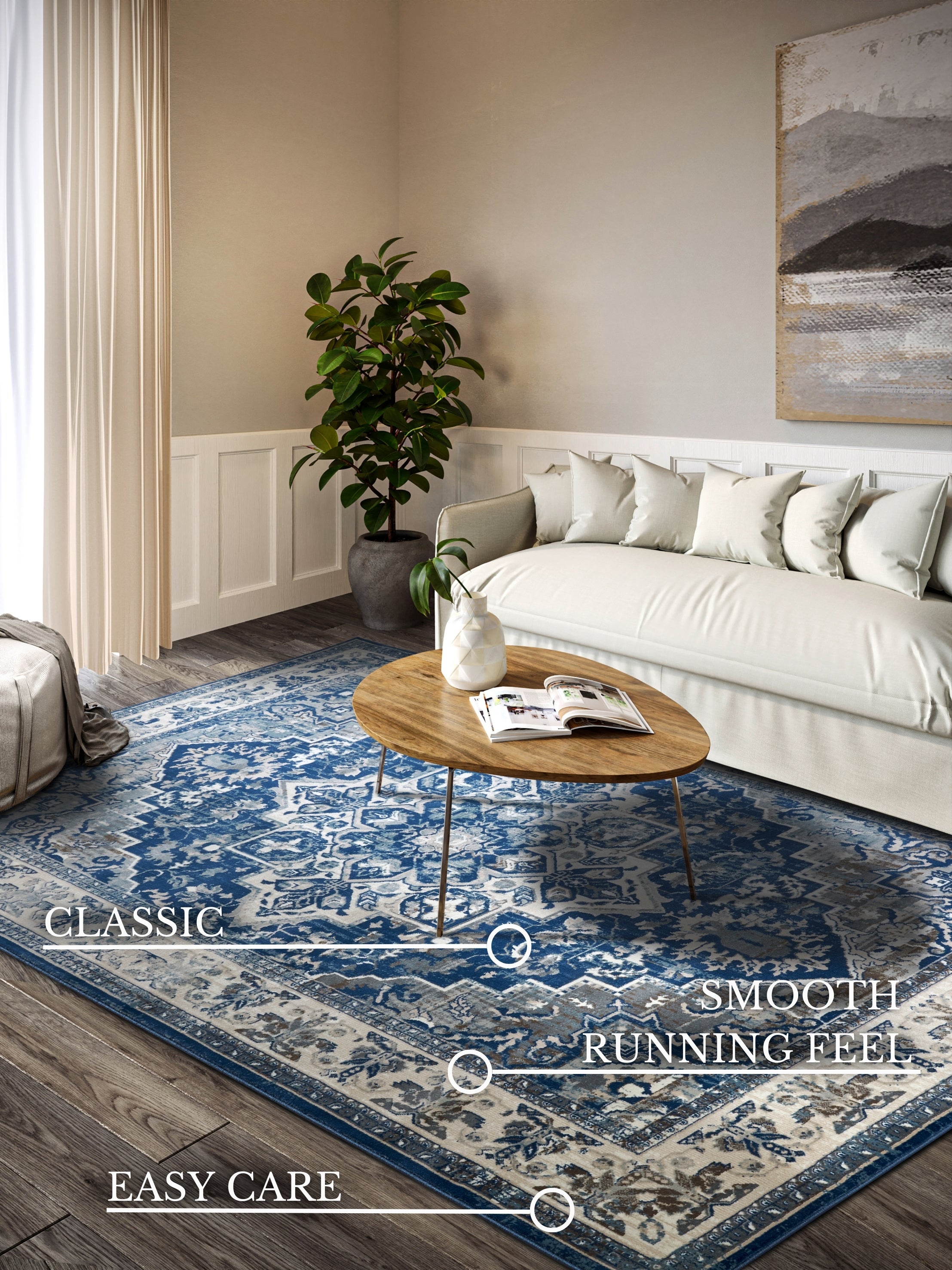 VILLEROY & BOCH 106123 ORIENTALSK TÆPPE JEHANNE, BLÅ-CREME